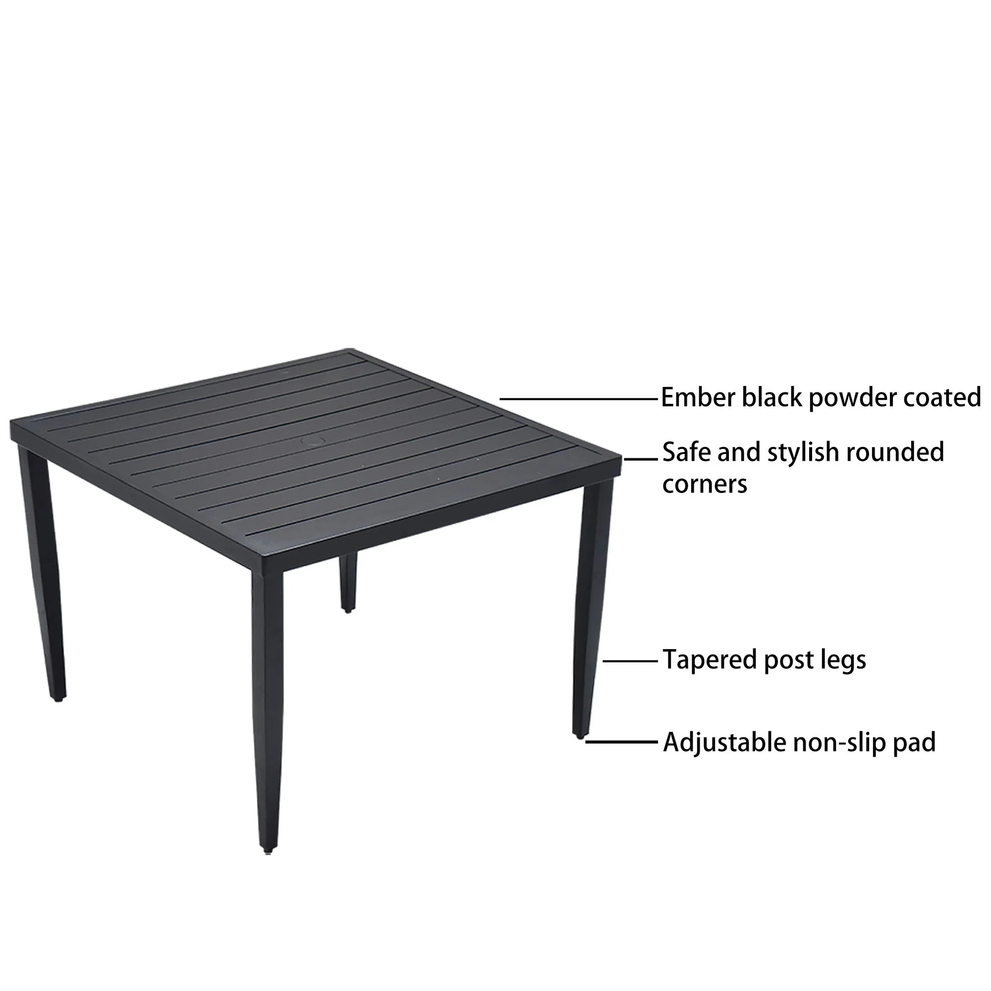 Outdoor Modern Dining Set, Chairs Sunbrella Cushioned And Dining Table With Umbrella Hole - Image 16