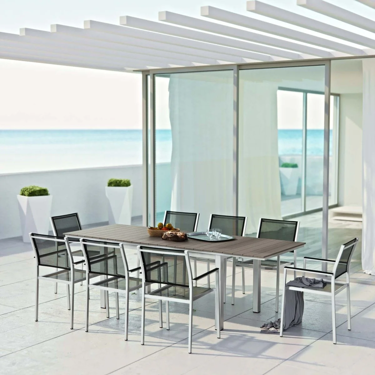 Outdoor Patio Aluminum Dining Set with Dining Table and Chairs in Multiple Configurations - Image 47