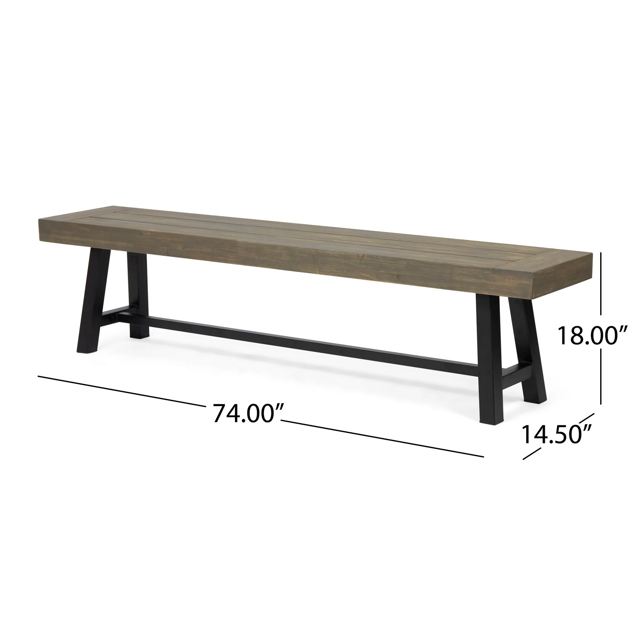 Outdoor Patio Bench - Gray / Rustic Metal - Image 6