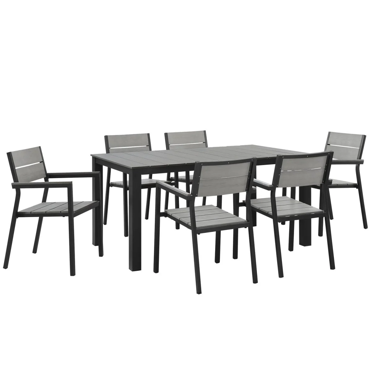 Outdoor Patio Dining Set – Aluminum Frame with Wood-Look Table and Chairs - Image 15