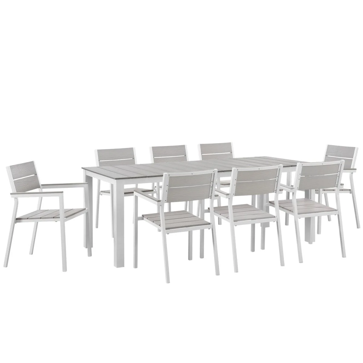 Outdoor Patio Dining Set – Aluminum Frame with Wood-Look Table and Chairs - Image 43