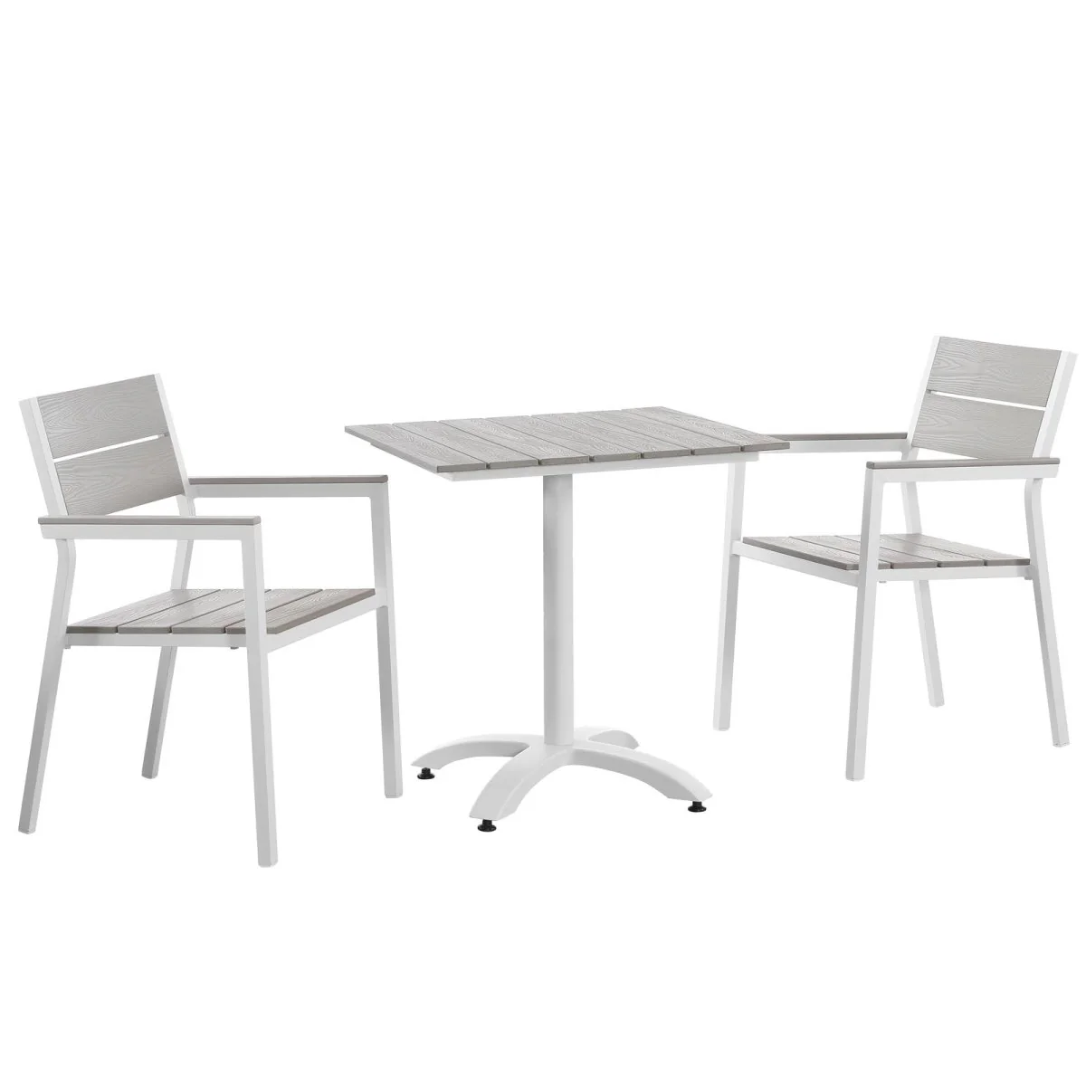 Outdoor Patio Dining Set with Wood-Look Aluminum Table and Chairs for Backyard