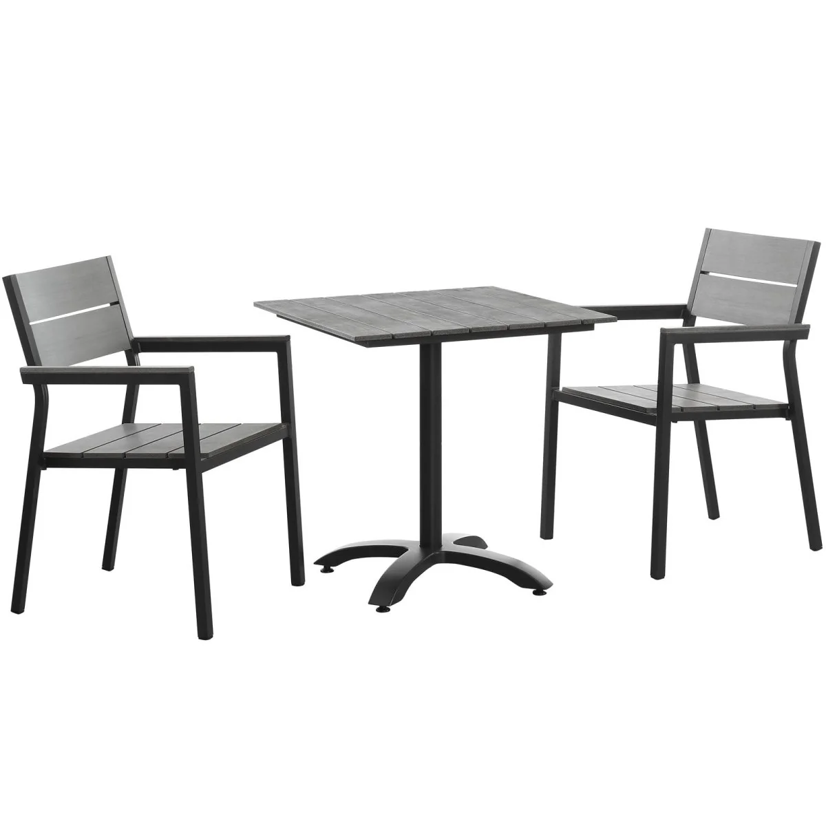 Outdoor Patio Dining Set with Wood-Look Aluminum Table and Chairs for Backyard - Image 8