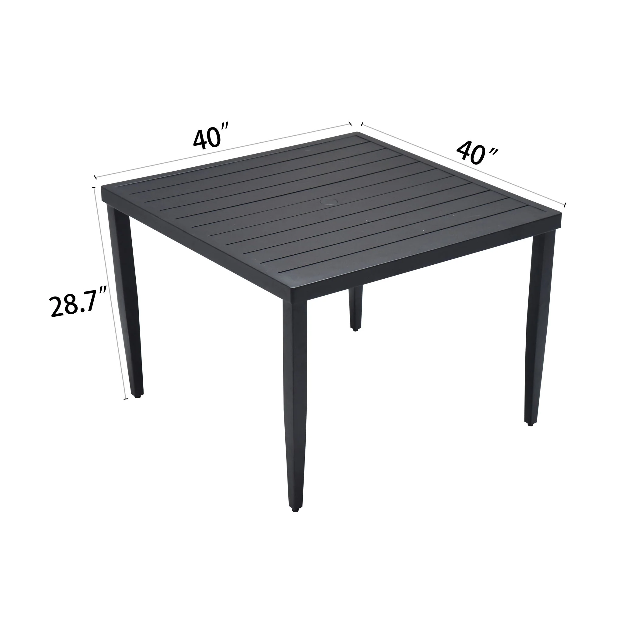 Outdoor Patio Dining Table With Tapered Feet & Umbrella Hole - Image 6