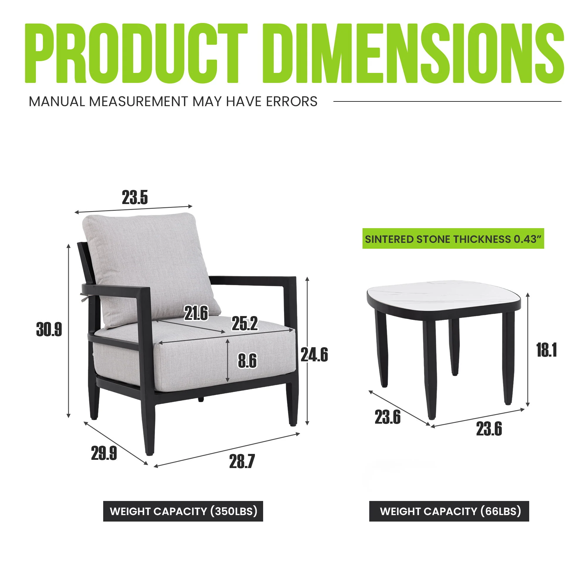 Outdoor Patio Furniture, Chat Set, Sunbrella Cushions And Side Table - Image 8