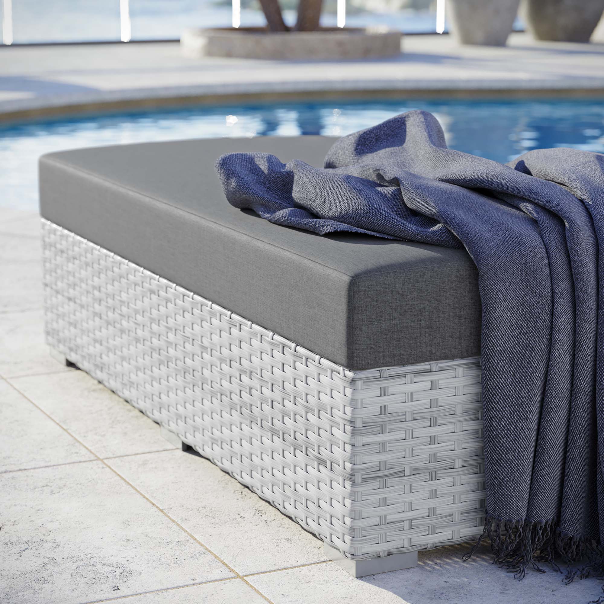 Outdoor Patio Rectangular Wicker Ottoman for Garden, Patio and Deck Seating Areas - Image 9