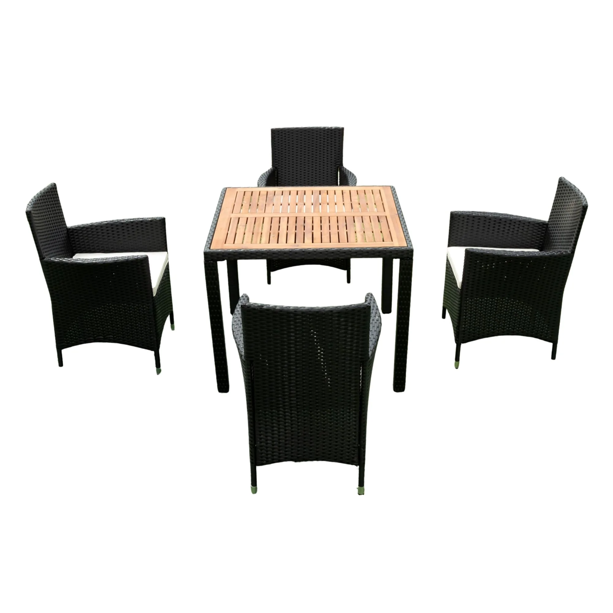 Outdoor Patio Wicker Dining Set With Acacia Wood Top - Image 6