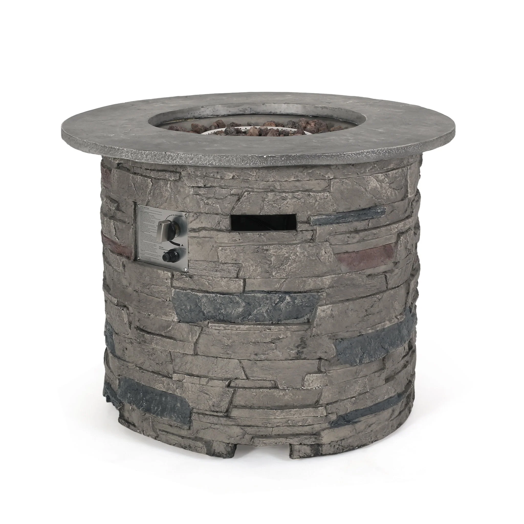 Outdoor Propane Fire Pit Table Concrete Transitional 32x24in Dark Gray - Image 4