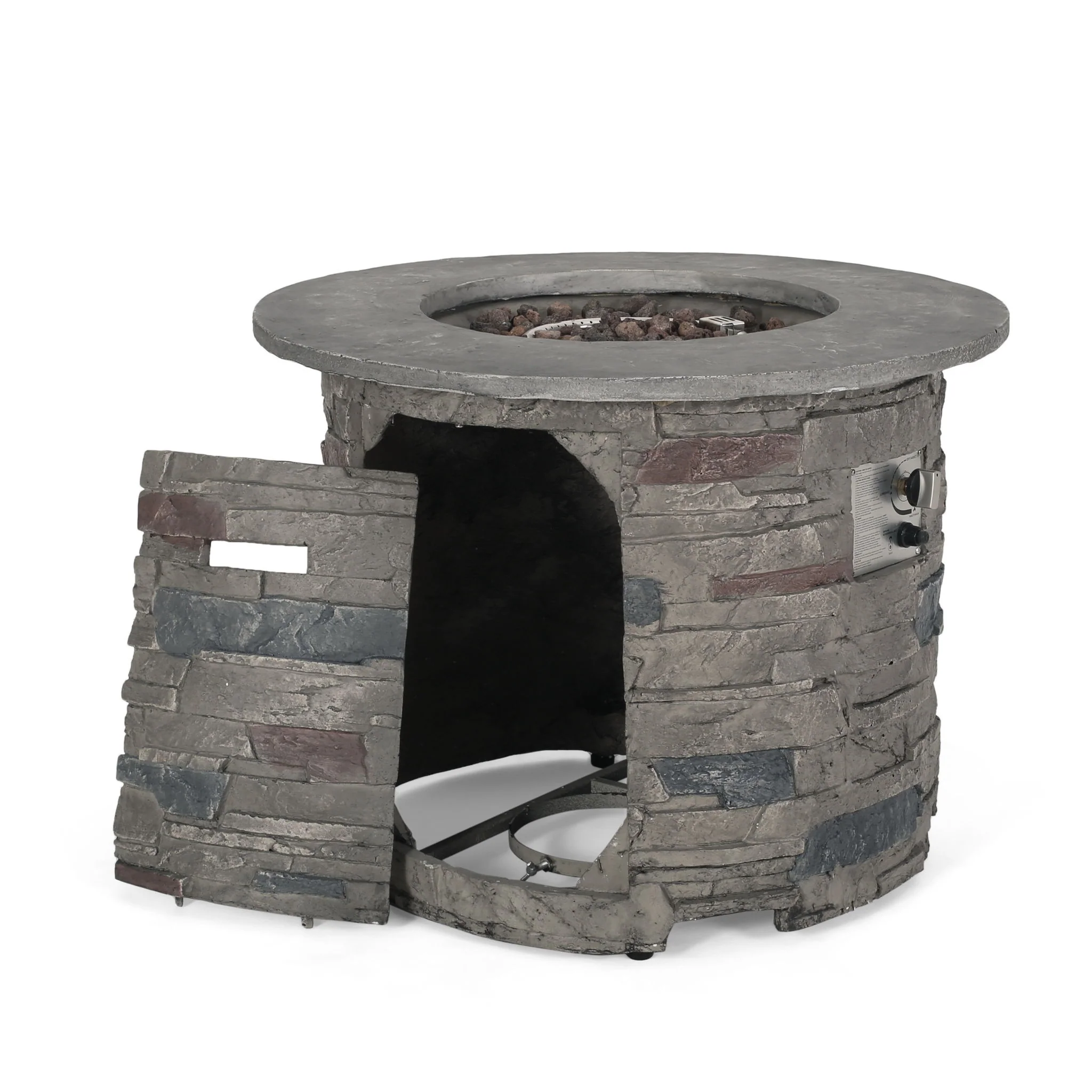 Outdoor Propane Fire Pit Table Concrete Transitional 32x24in Dark Gray - Image 7