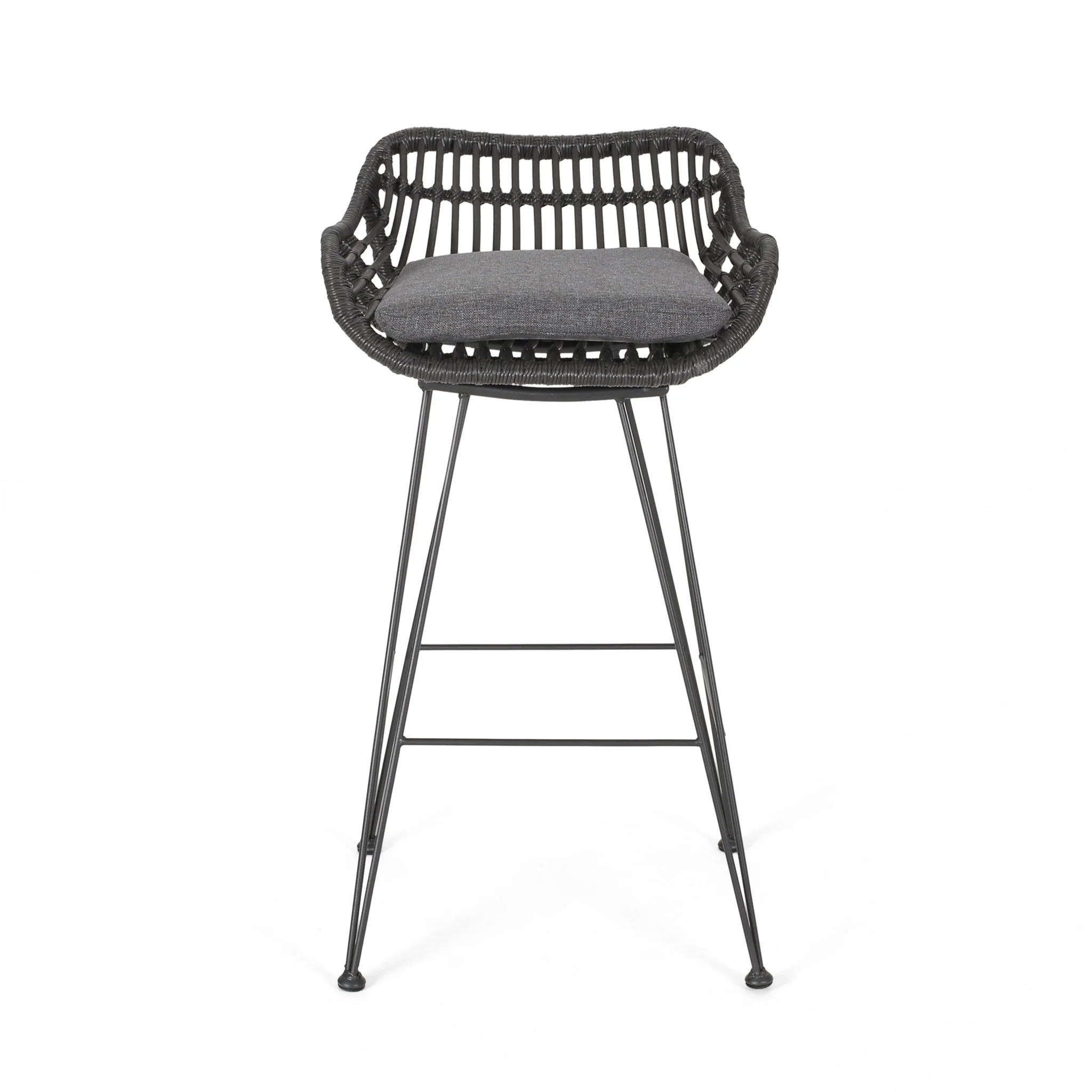 Outdoor Rattan Bar Chair With Metal Legs - Image 15