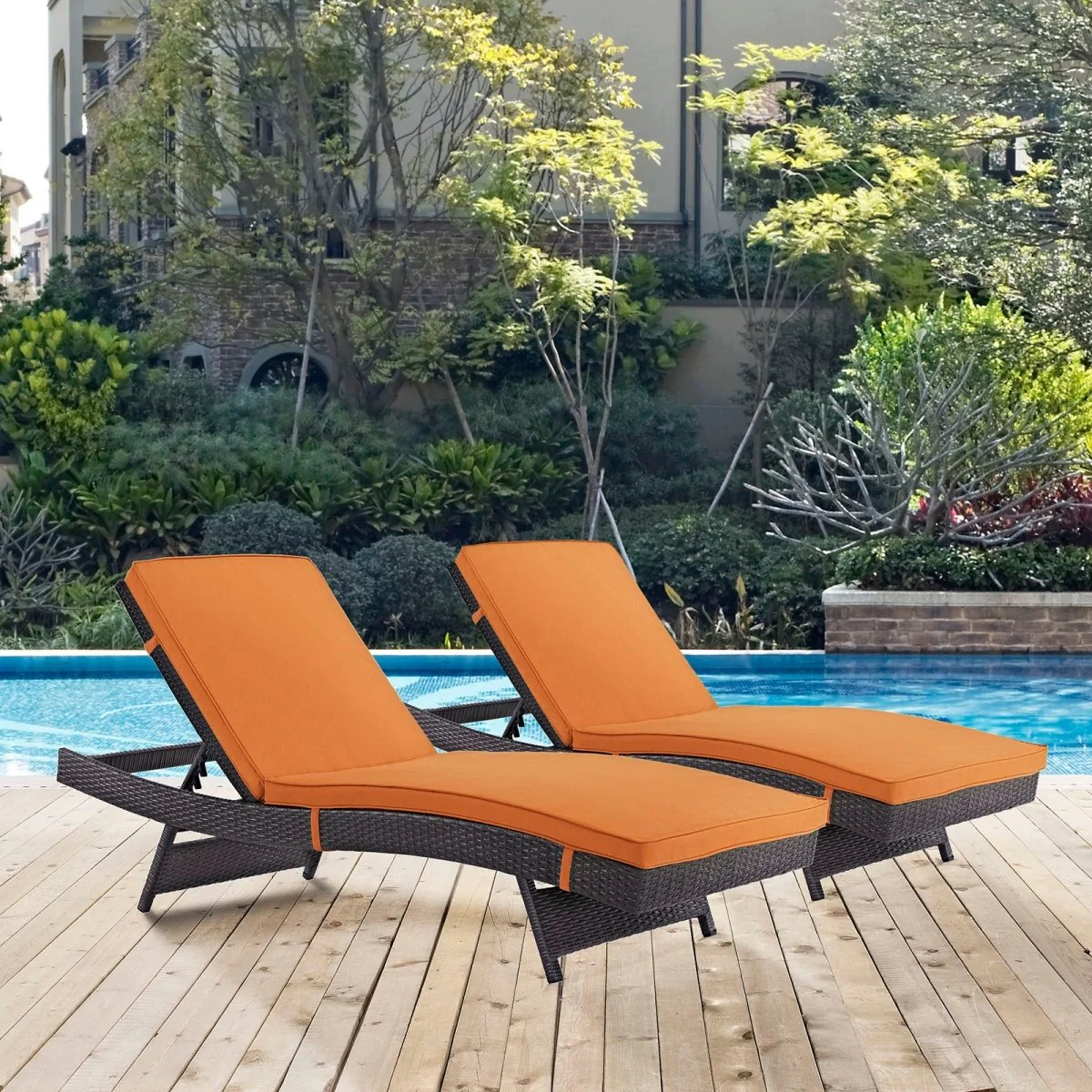 Outdoor Rattan Chaise Lounge for Patio, Poolside and Garden Seating Set - Image 44