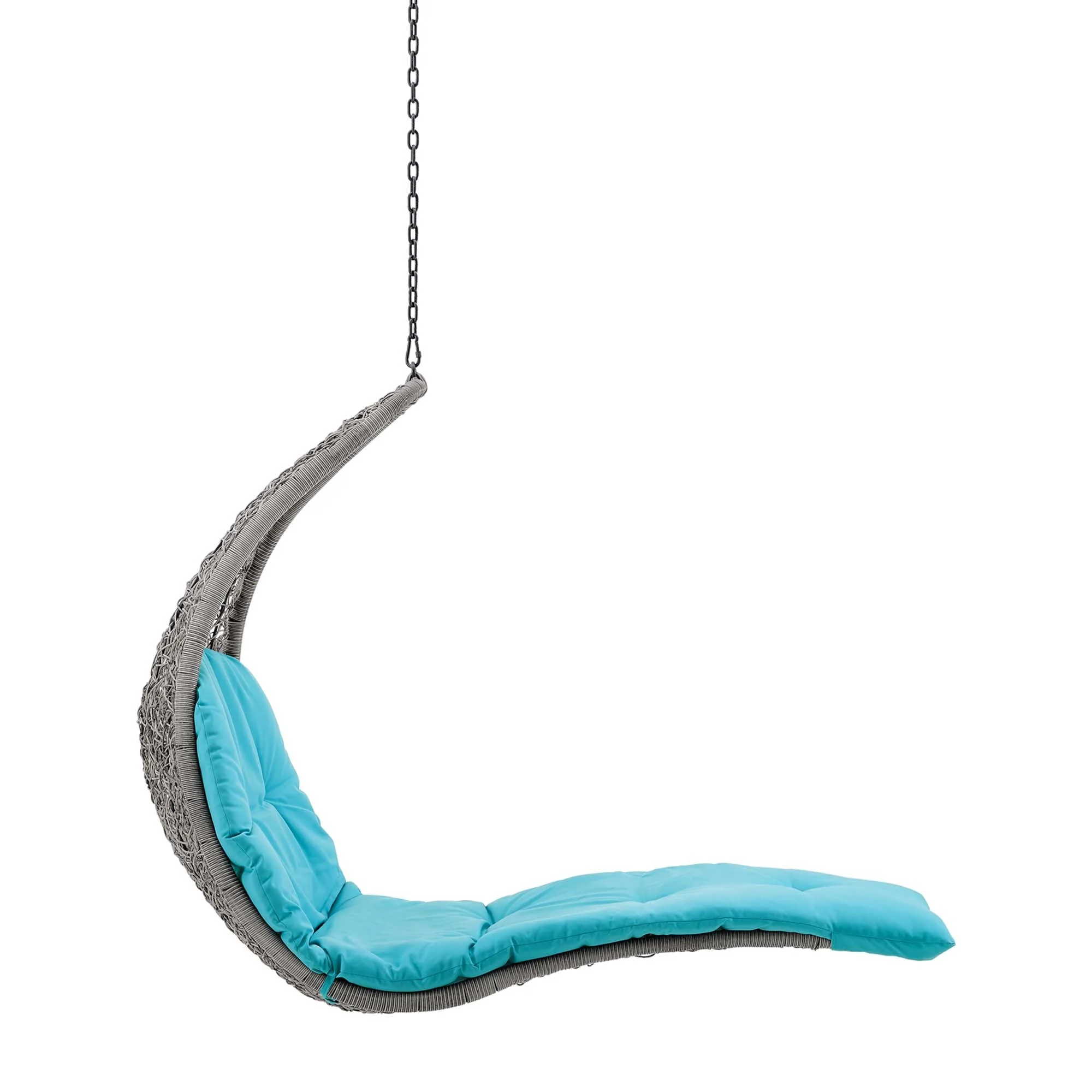 Outdoor Rattan Chaise Lounge Hanging Swing Chair with Steel Stand and Adjustable Recline - Image 12
