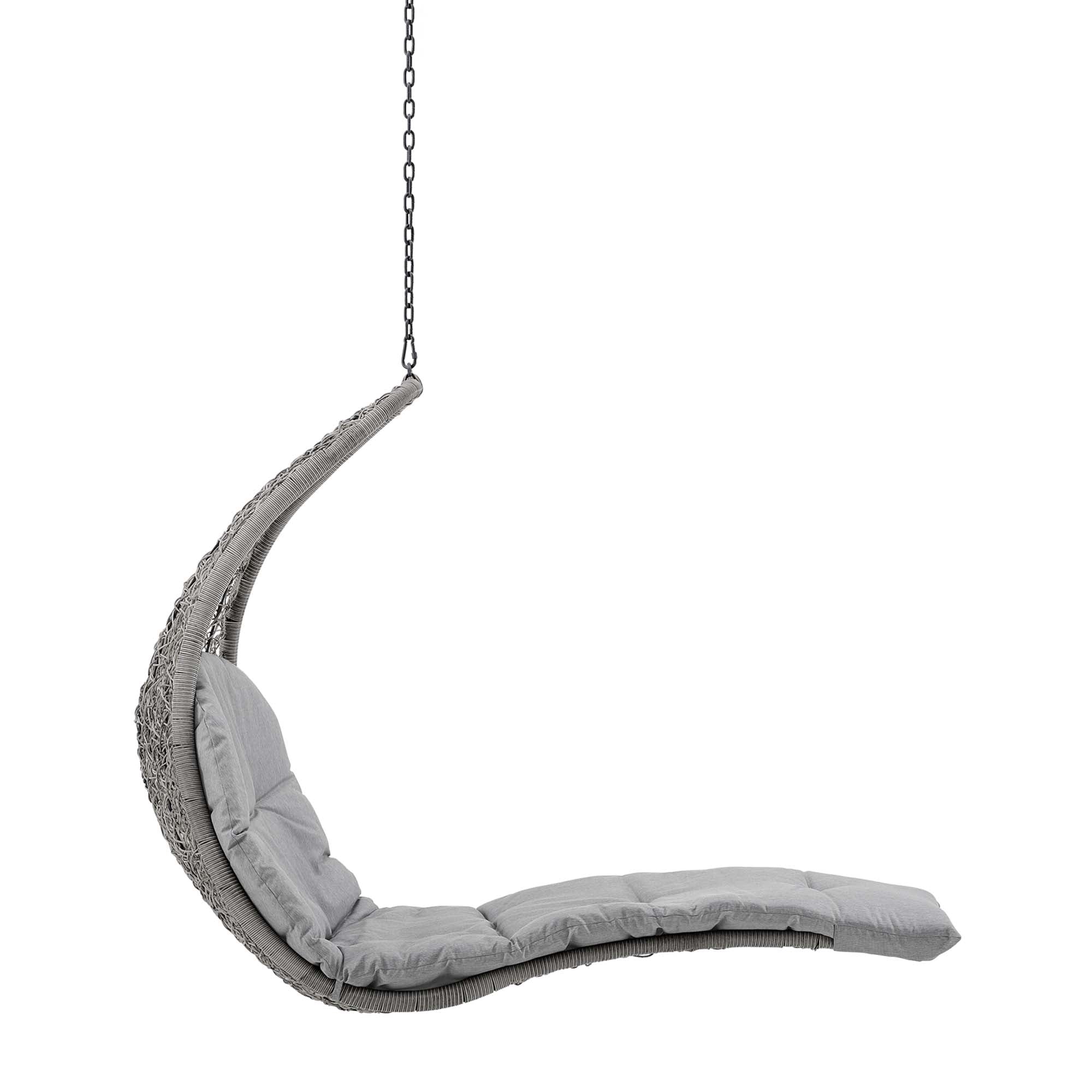 Outdoor Rattan Chaise Lounge Hanging Swing Chair with Steel Stand and Adjustable Recline - Image 23