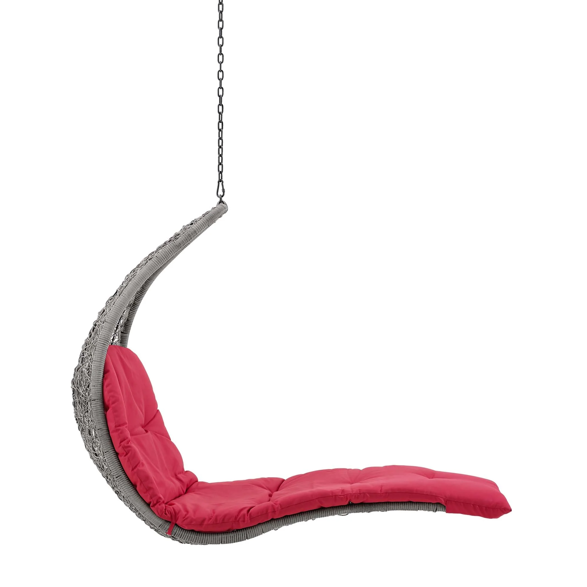 Outdoor Rattan Chaise Lounge Hanging Swing Chair with Steel Stand and Adjustable Recline - Image 3