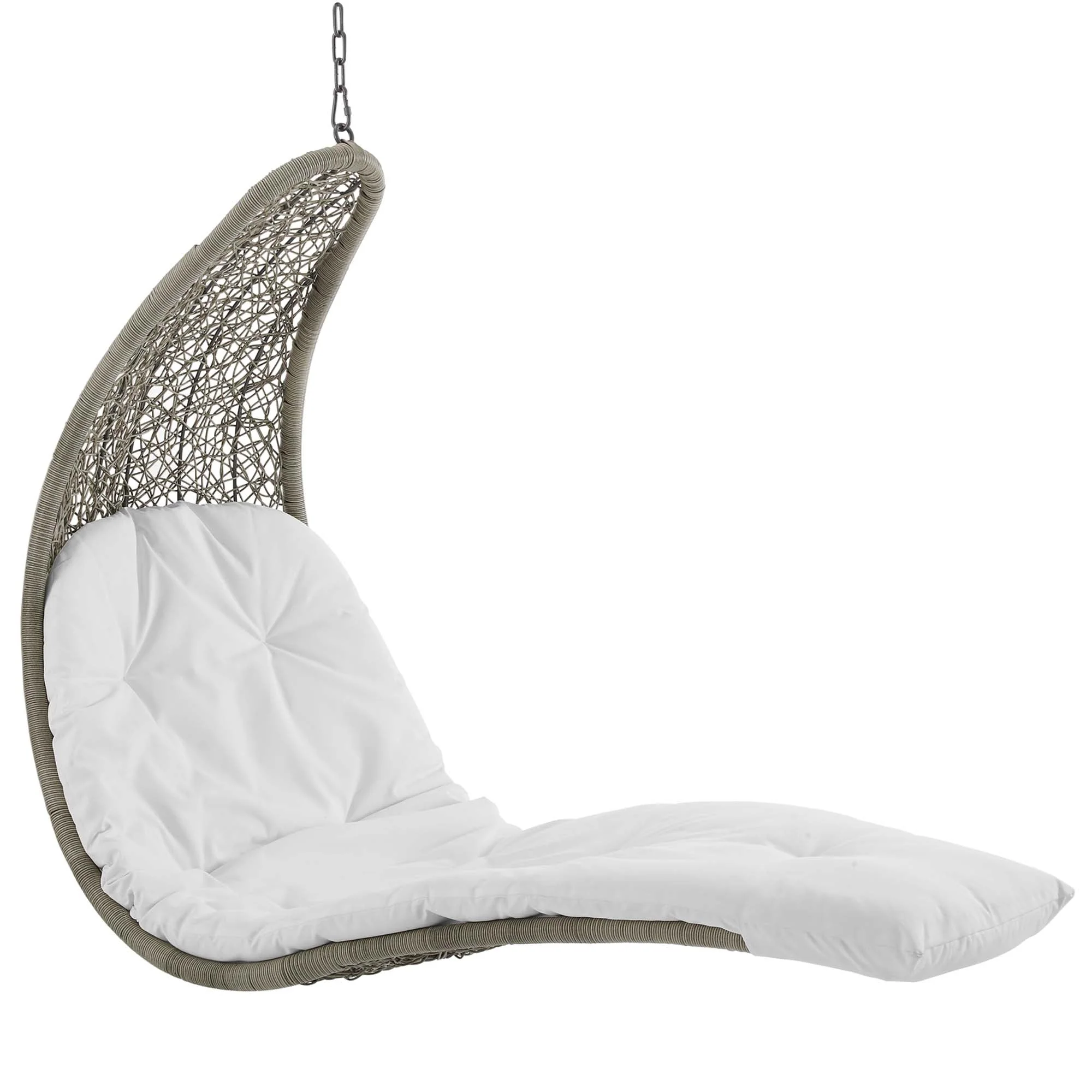 Outdoor Rattan Chaise Lounge Hanging Swing Chair with Steel Stand and Adjustable Recline - Image 33