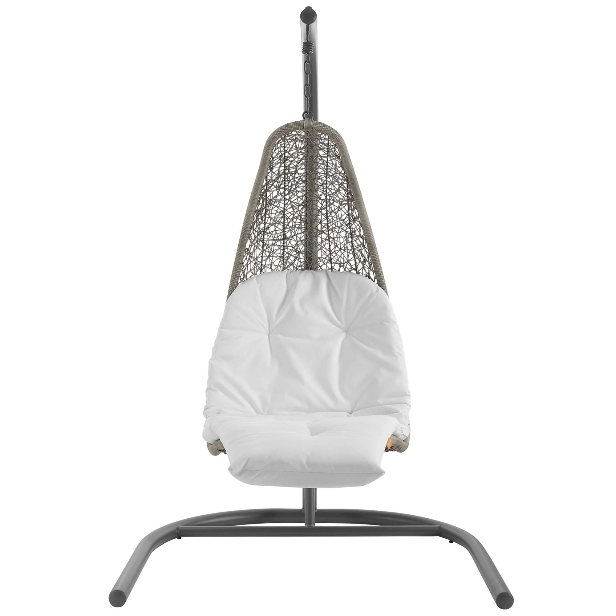 Outdoor Rattan Chaise Lounge Hanging Swing Chair with Steel Stand and Adjustable Recline - Image 34