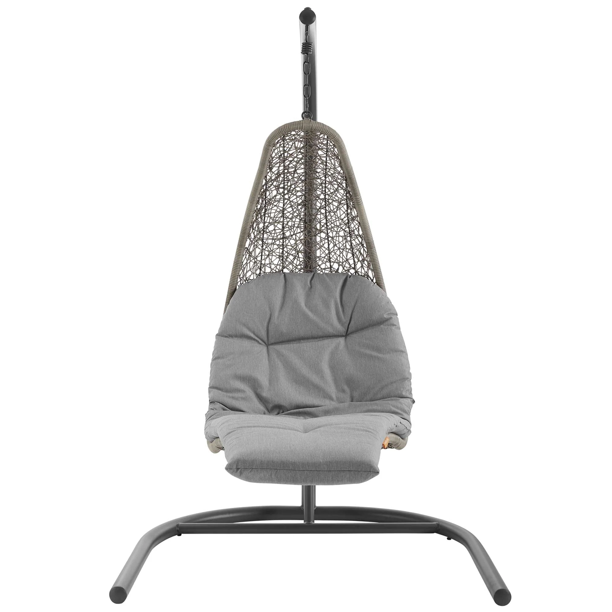 Outdoor Rattan Chaise Lounge Hanging Swing Chair with Steel Stand and Adjustable Recline - Image 58