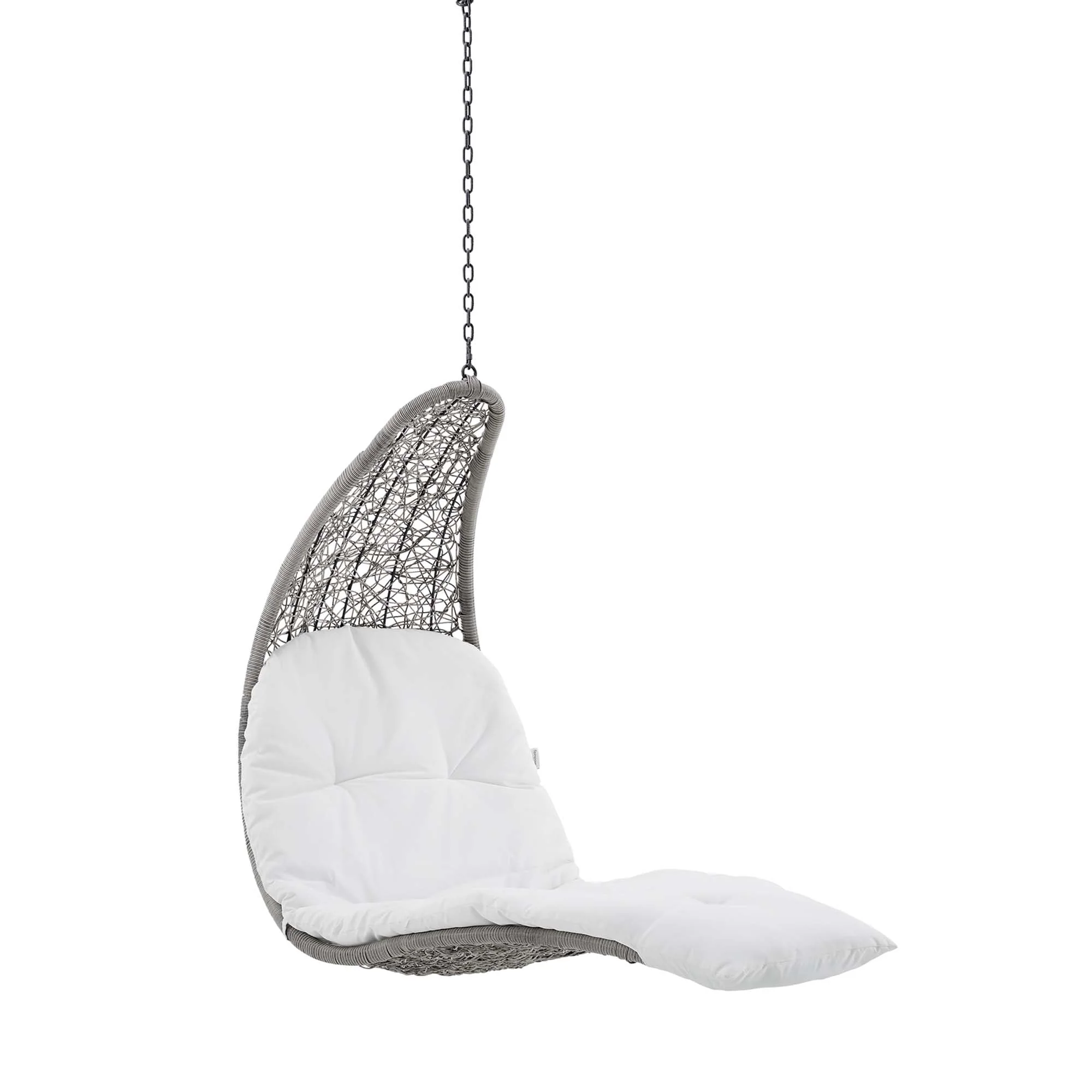 Outdoor Rattan Chaise Lounge Hanging Swing Chair with Steel Stand and Adjustable Recline - Image 6