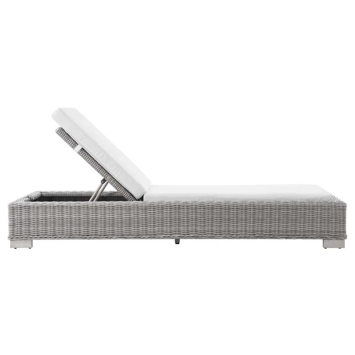 Outdoor Rattan Chaise Lounge with Adjustable Backrest, Weather-Resistant Wicker, Cushion - Image 13