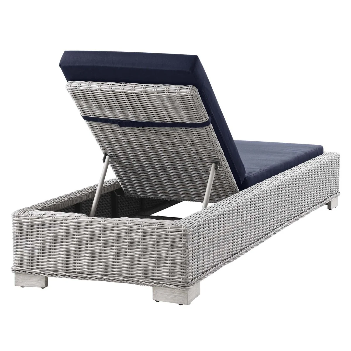 Outdoor Rattan Chaise Lounge with Adjustable Backrest, Weather-Resistant Wicker, Cushion - Image 24