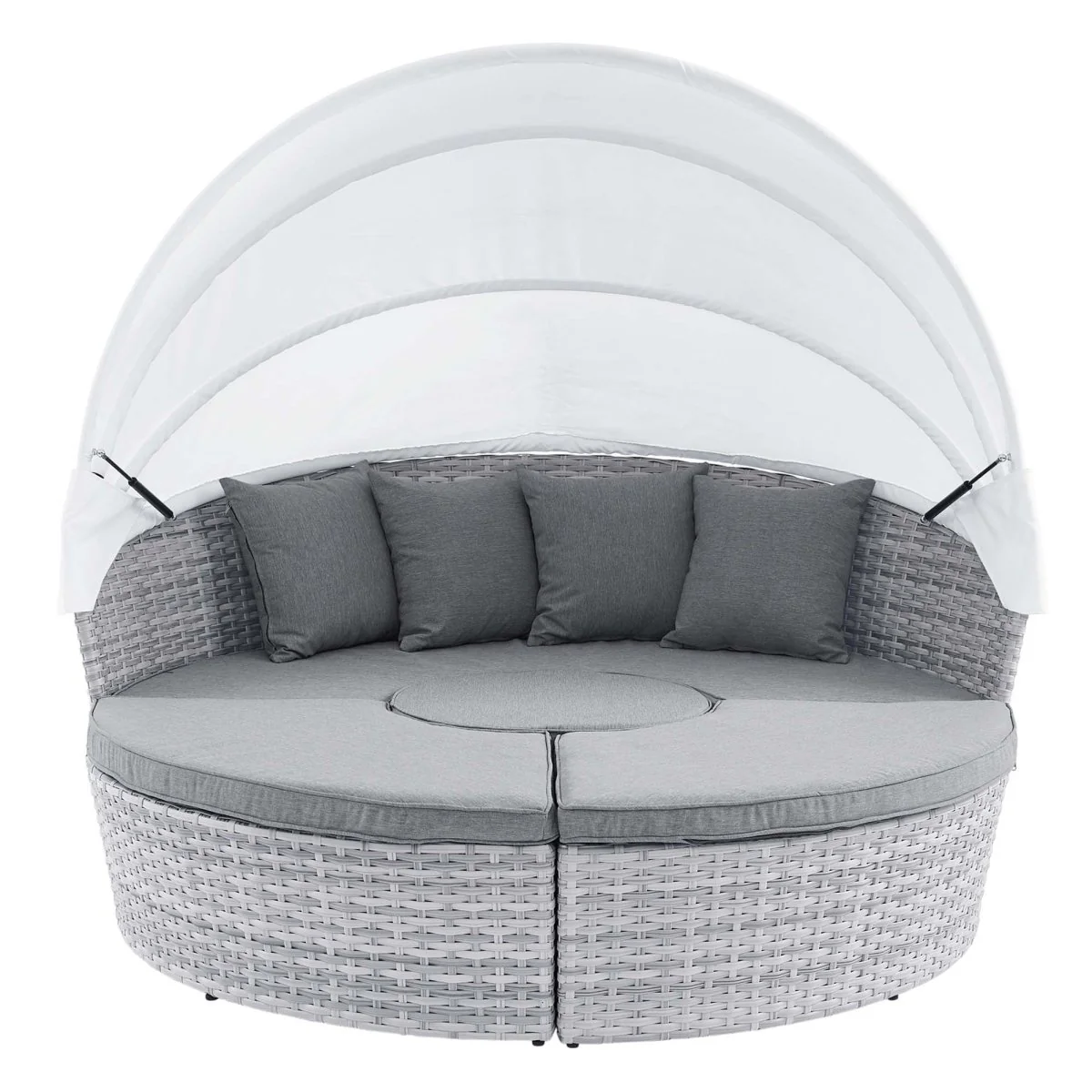 Outdoor Rattan Daybed with Canopy - Patio Wicker Lounger for Garden and Poolside Relax - Image 25