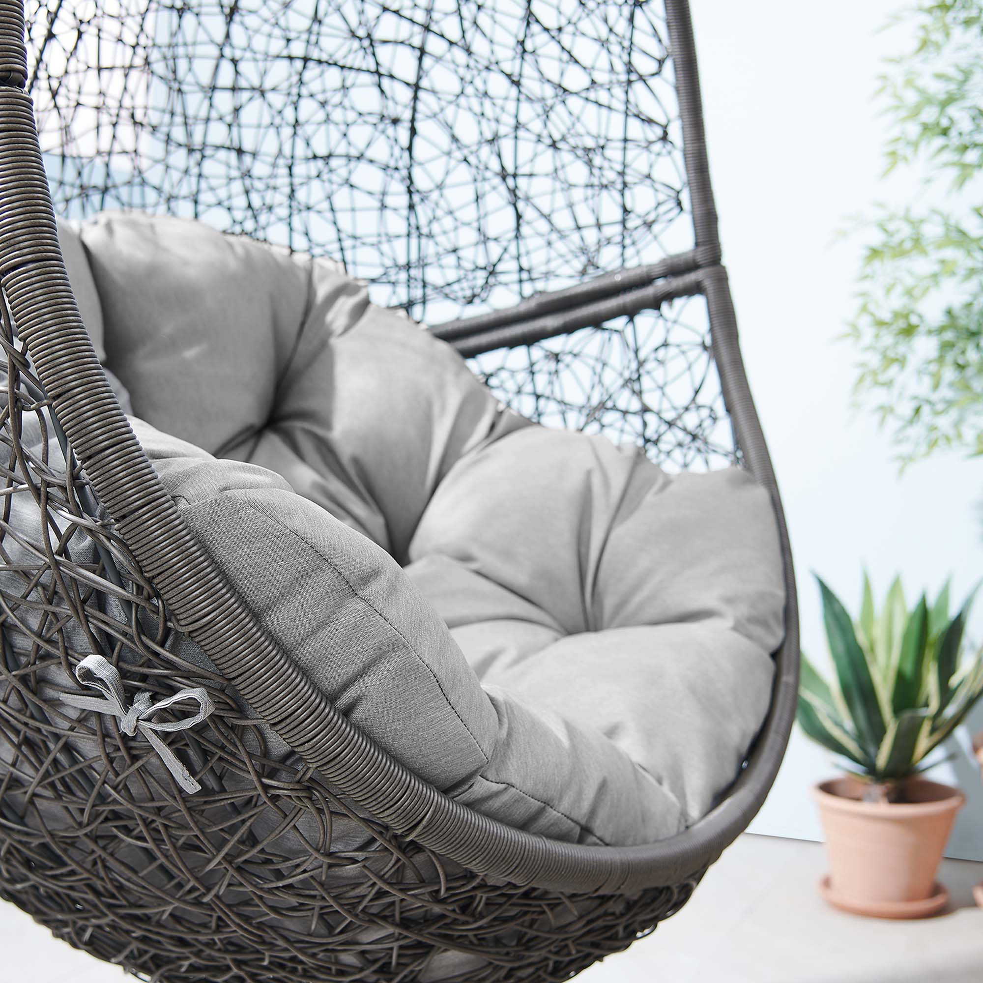 Outdoor Rattan Swing Chair with Stand — Hanging Egg-Style Patio Seating for Porch & Garden - Image 34