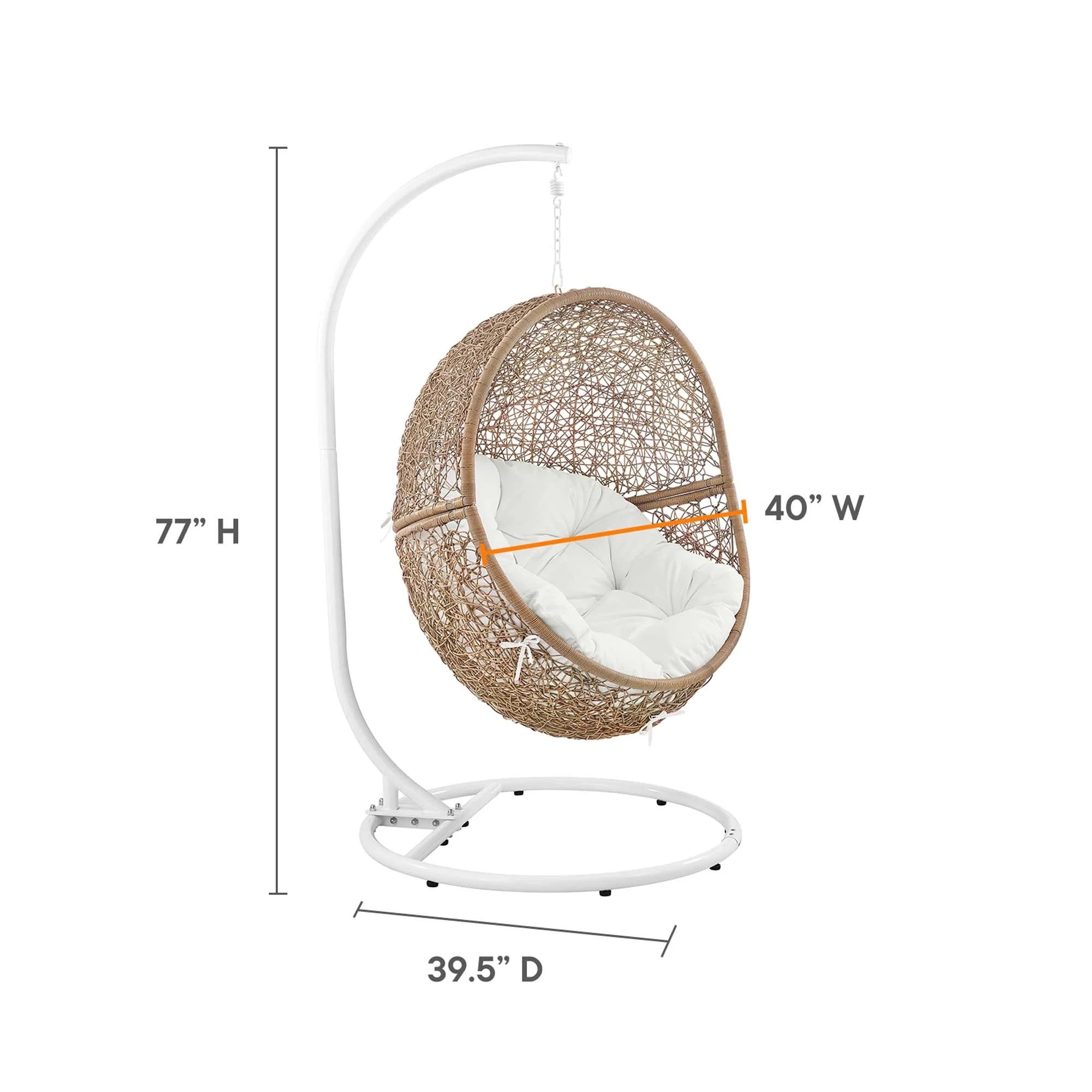 Outdoor Rattan Swing Chair with Stand — Hanging Egg-Style Patio Seating for Porch & Garden - Image 53