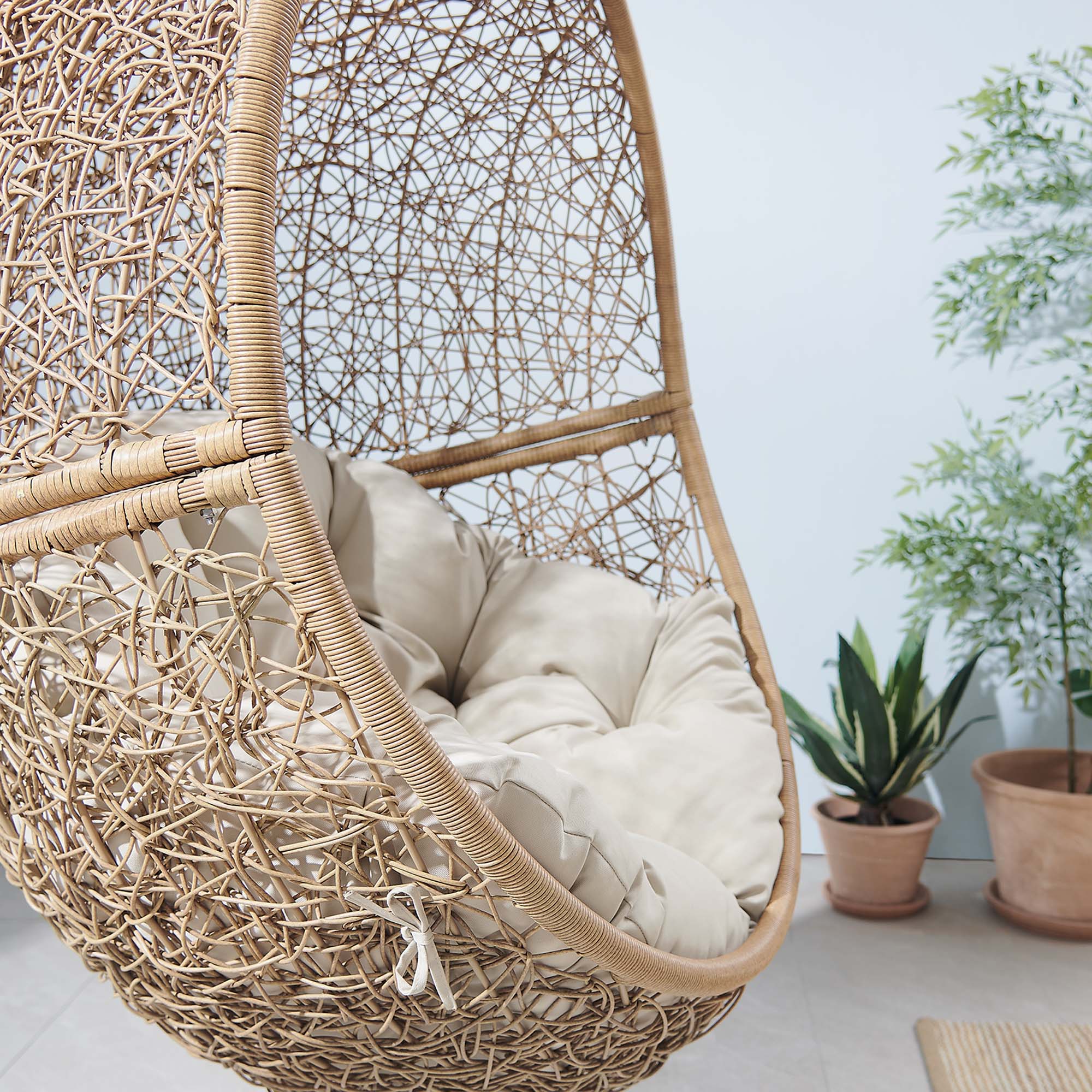 Outdoor Rattan Swing Chair with Stand — Hanging Egg-Style Patio Seating for Porch & Garden - Image 64