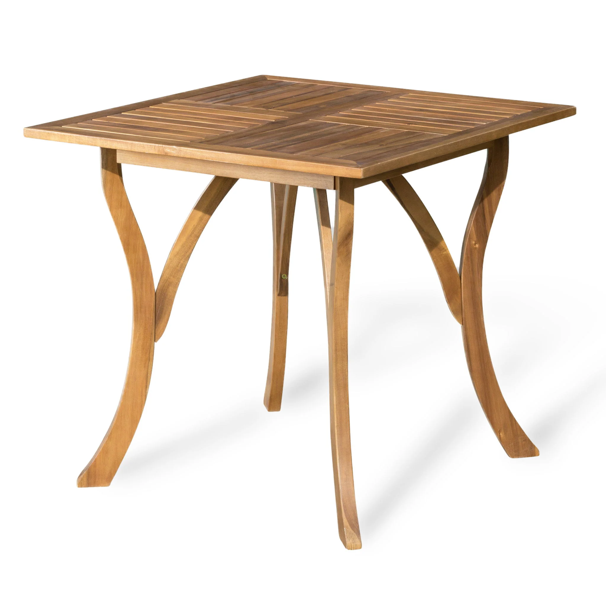 Outdoor Rectangular Table With Curved Legs And Perpendicular Wooden Slats Table Top - Image 12