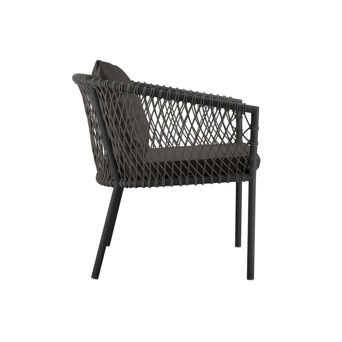 Outdoor Rope and Aluminum Dining Armchair – Charcoal - Image 4