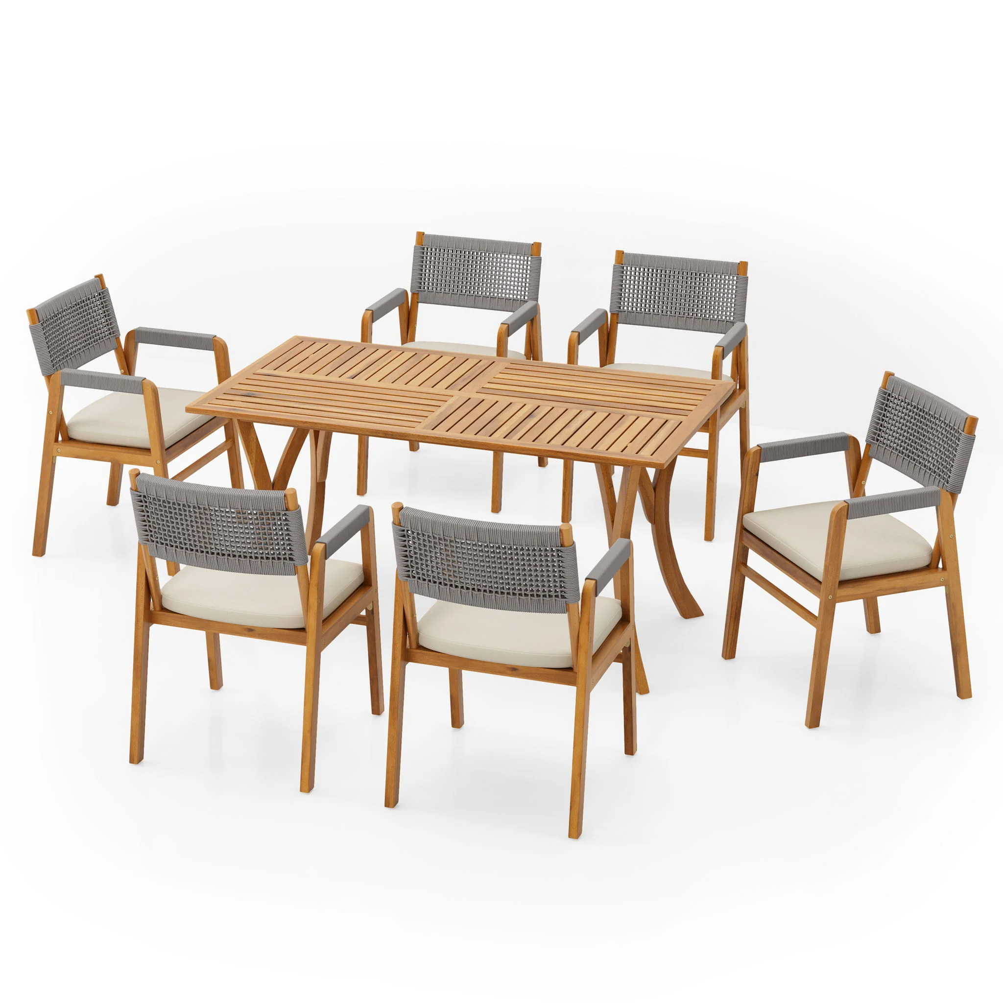 Outdoor Rustic Patio Acacia Bistro Set With Cushions - Image 17