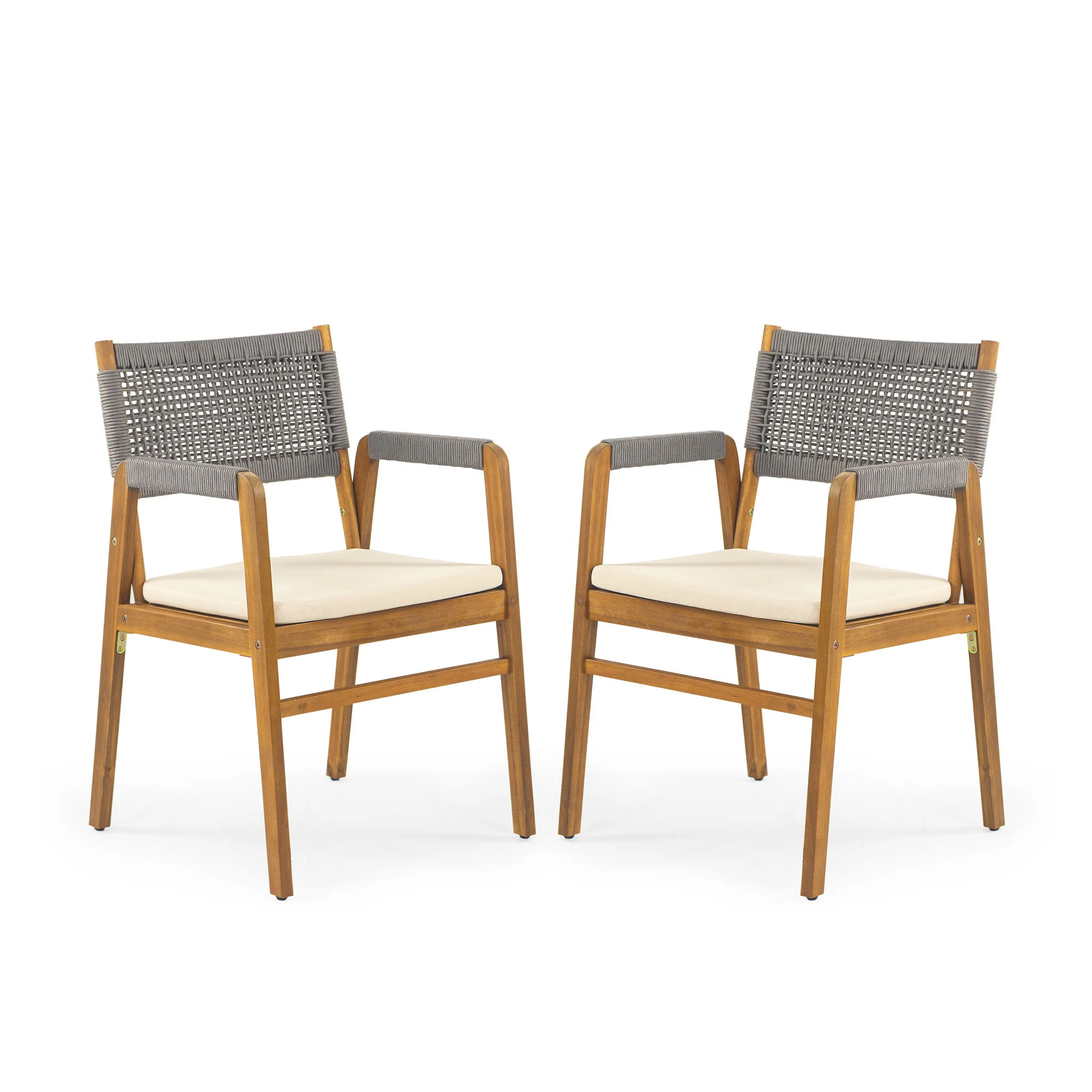 Outdoor Rustic Patio Acacia Bistro Set With Cushions - Image 21