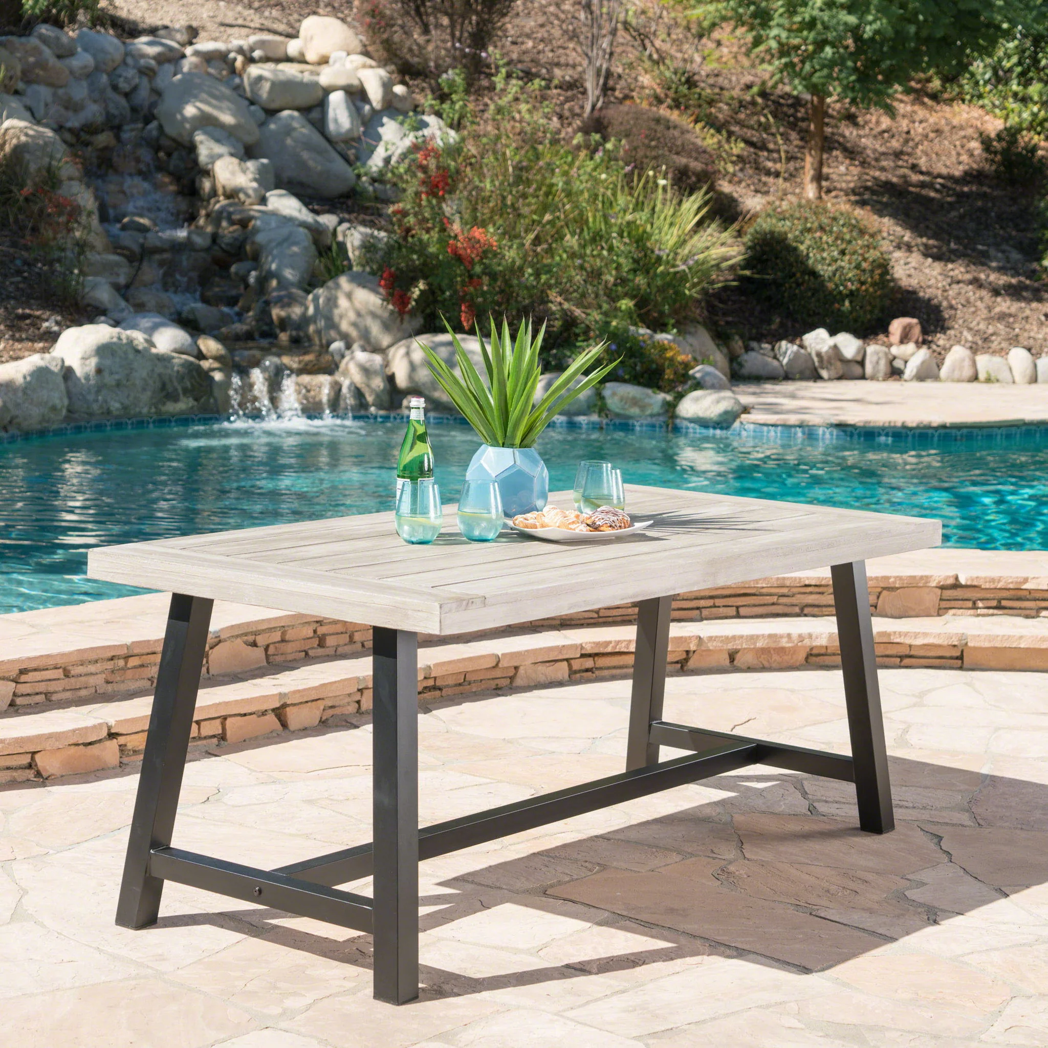 Outdoor Sandblast Finish Acacia Wood Dining Table - Image 13