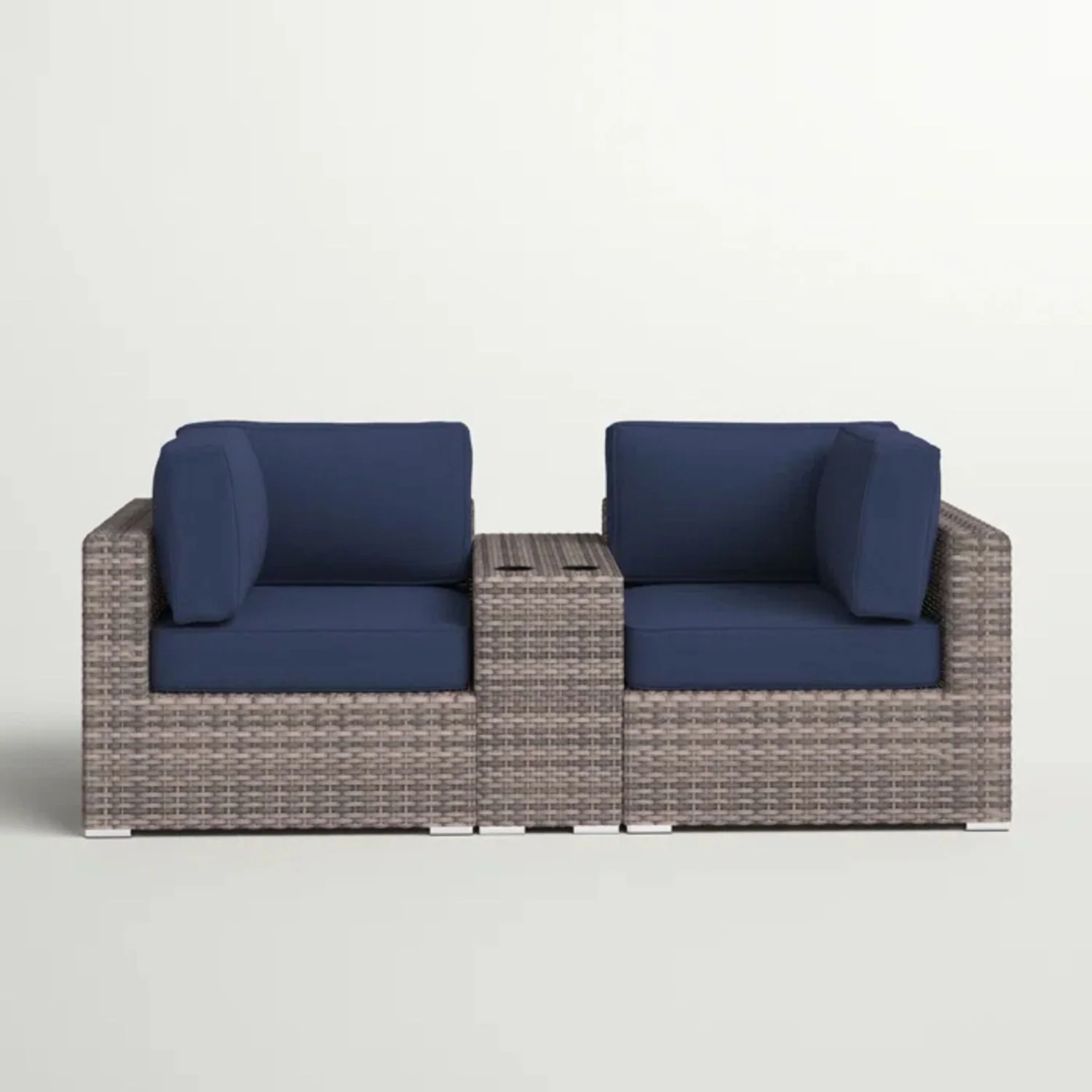 Outdoor Seating Group With Cushions 2 Person - Gray - Image 2