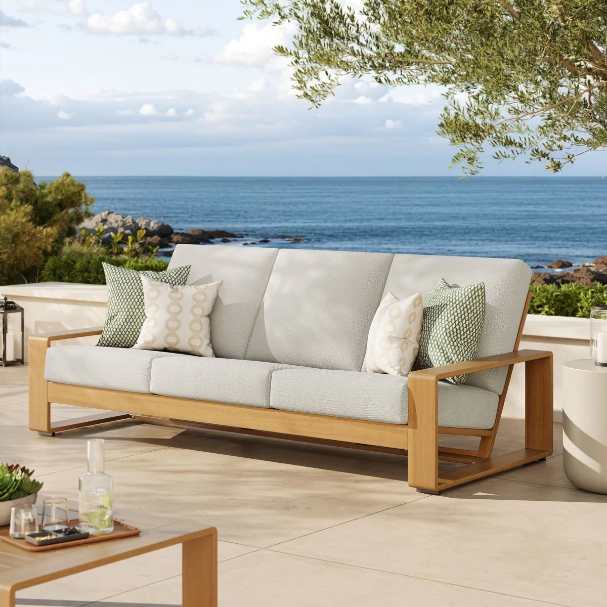 Outdoor Sofa – Faux Wood Design with Natural Aluminum Frame and Weather-Resistant Build - Image 17