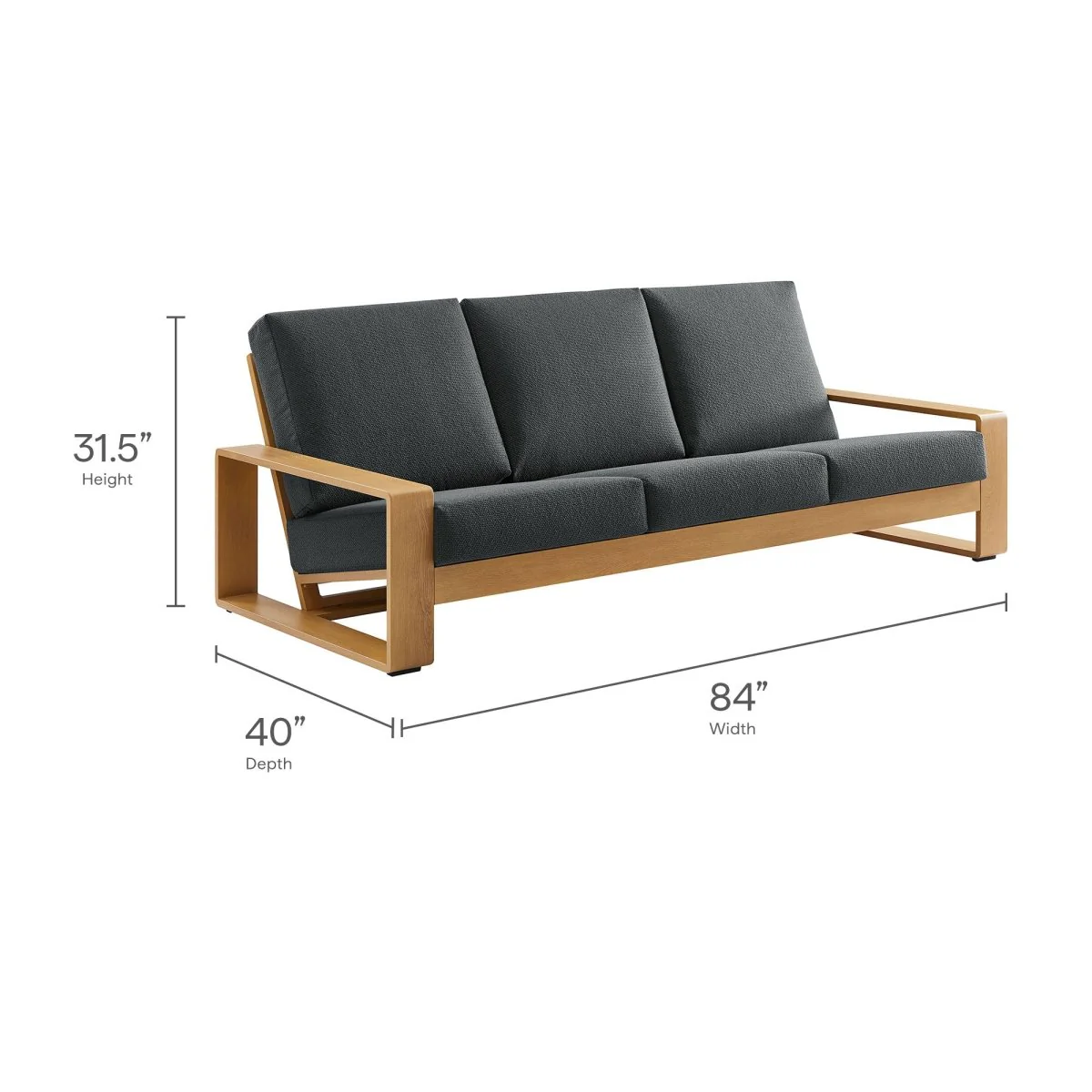 Outdoor Sofa – Faux Wood Design with Natural Aluminum Frame and Weather-Resistant Build - Image 3