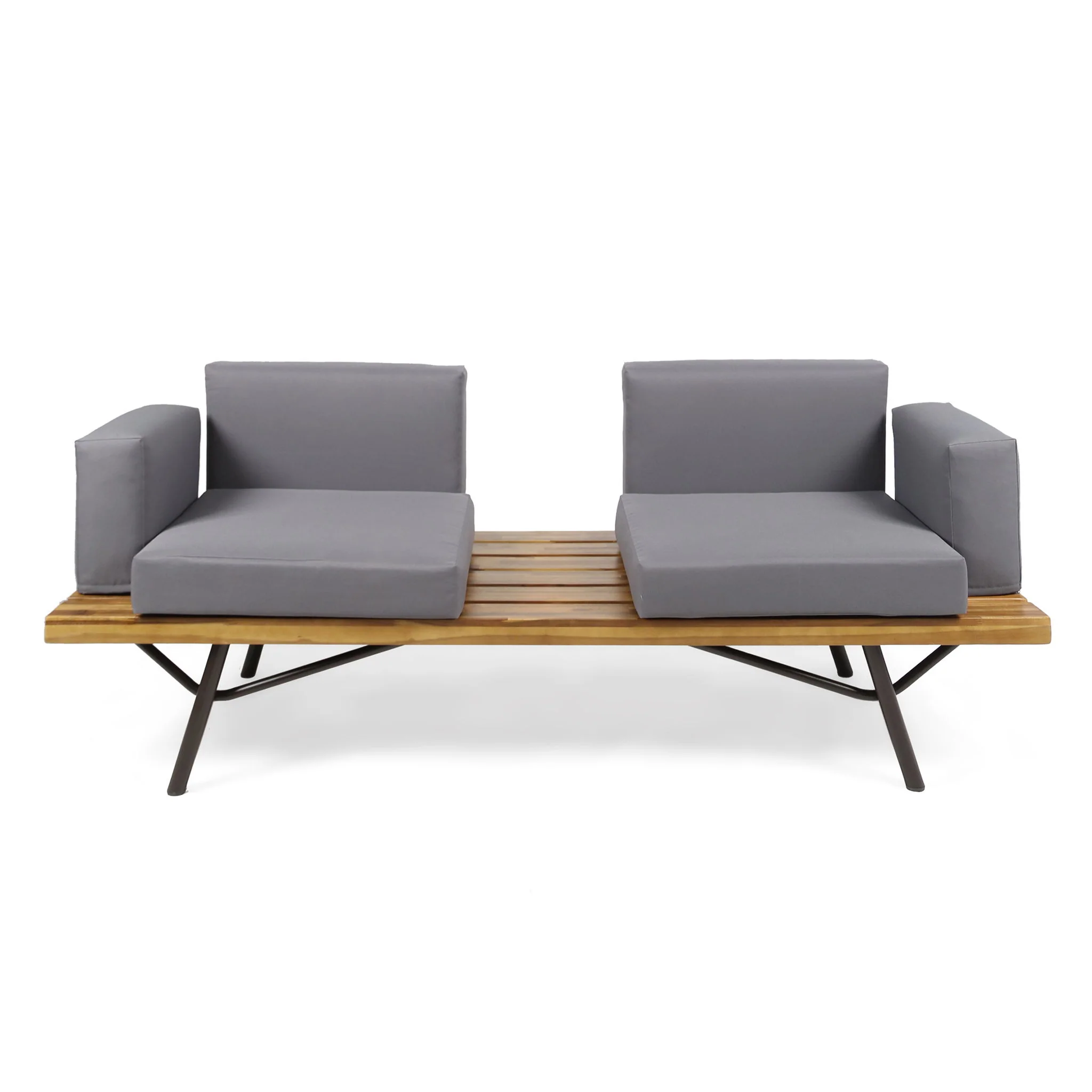 Outdoor Sofa With Cushions And Iron Legs - Dark Gray - Image 7