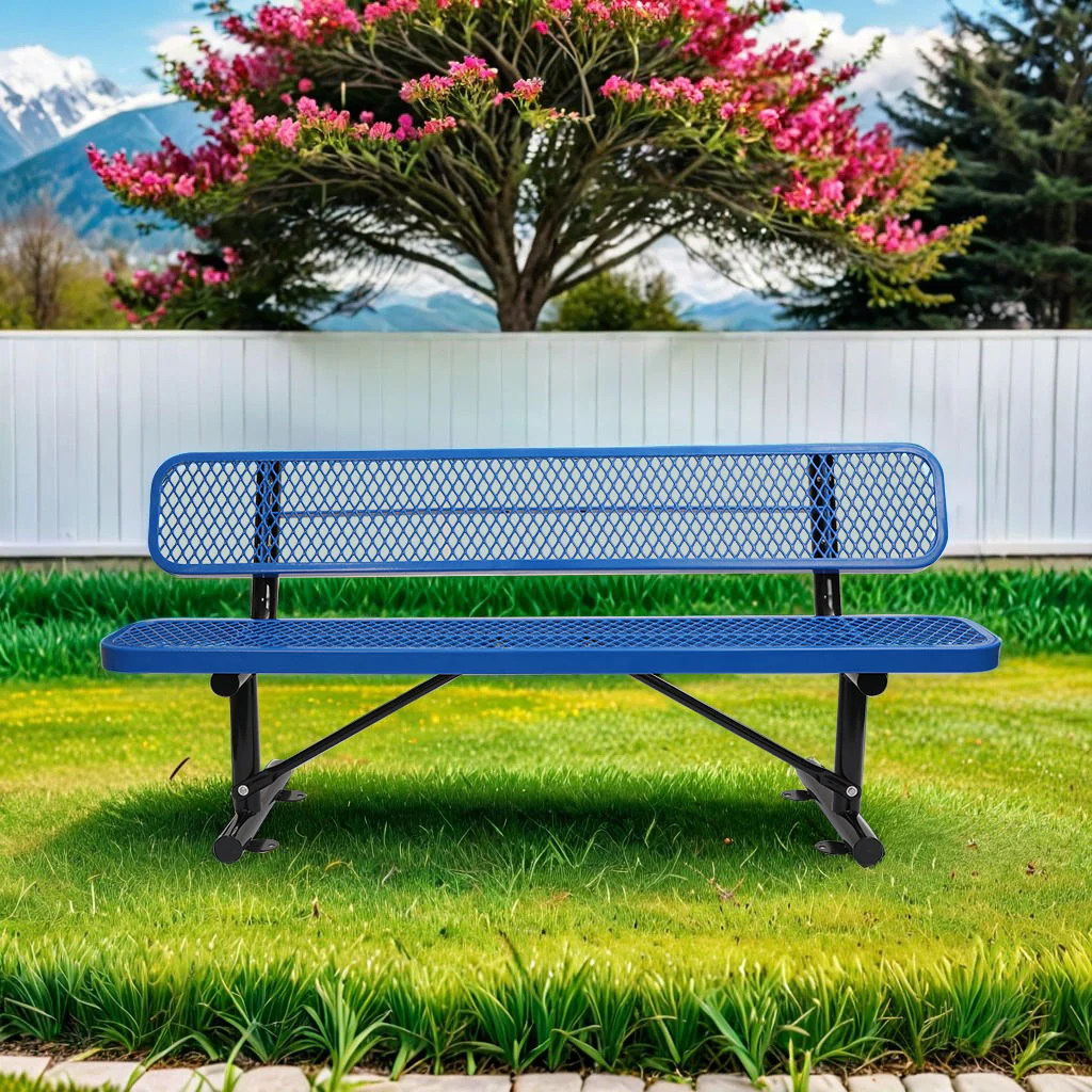 Outdoor Steel Bench With Backrest - Image 2