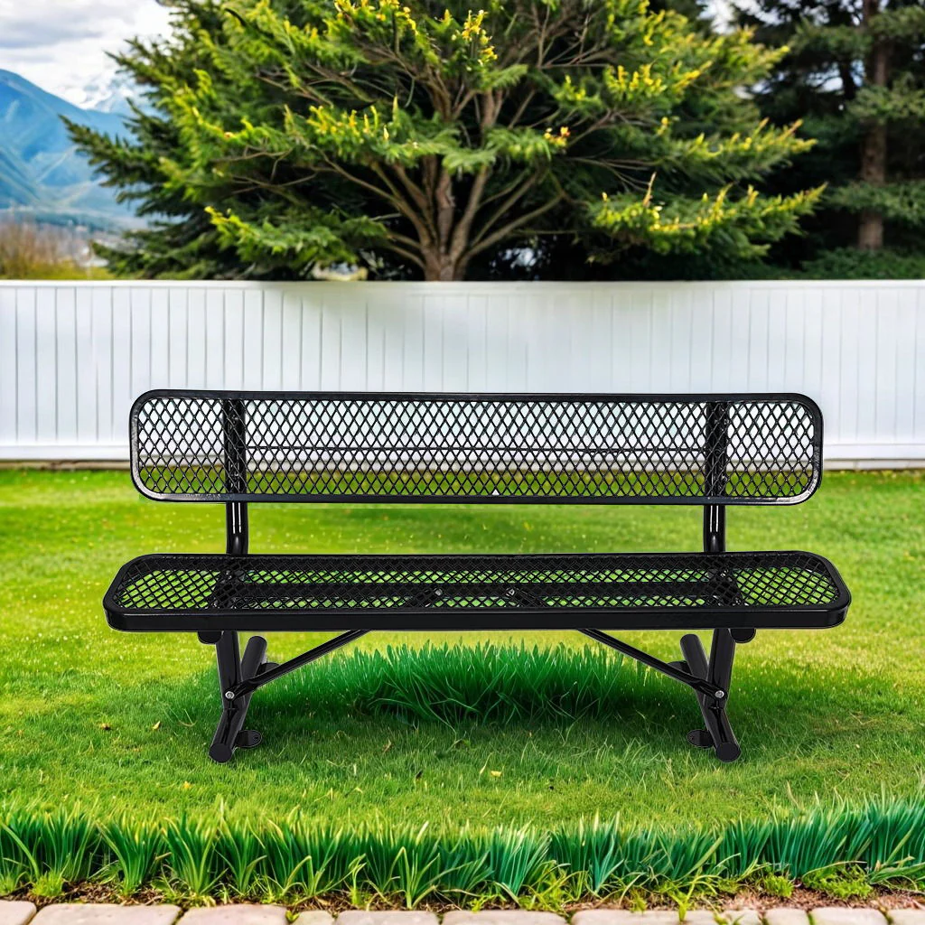 Outdoor Steel Bench With Backrest - Image 3