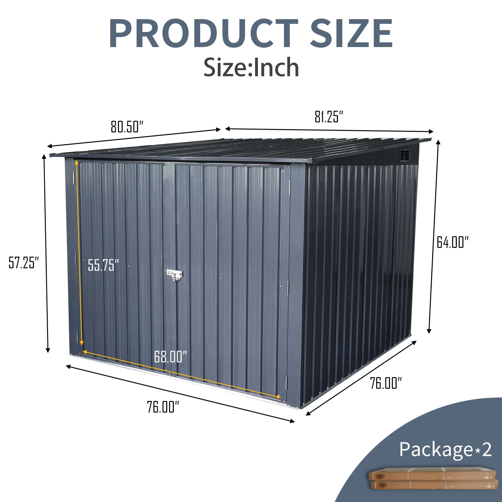 Outdoor Steel Storage Shed For Bicycle With Slope Roof And 4 Bike Tracks - Black - Image 9