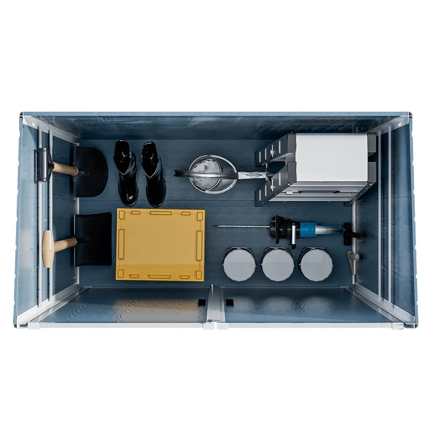 Outdoor Storage Shed Waterproof Resin Cabinet With Lockable Doors For Bikes And Patio Furniture - Gray - Image 9