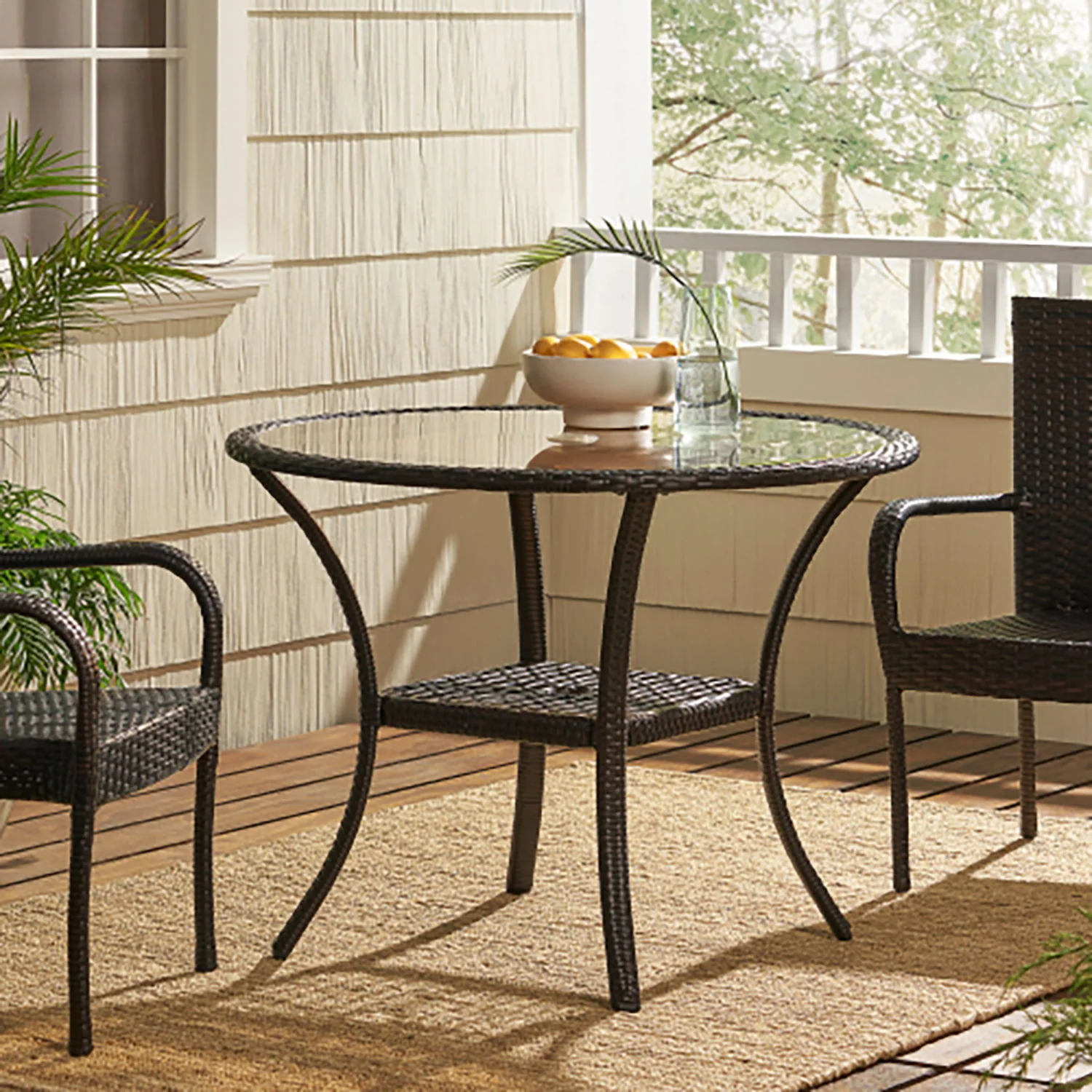 Outdoor Table With Woven Rattan Design - Brown - Image 3