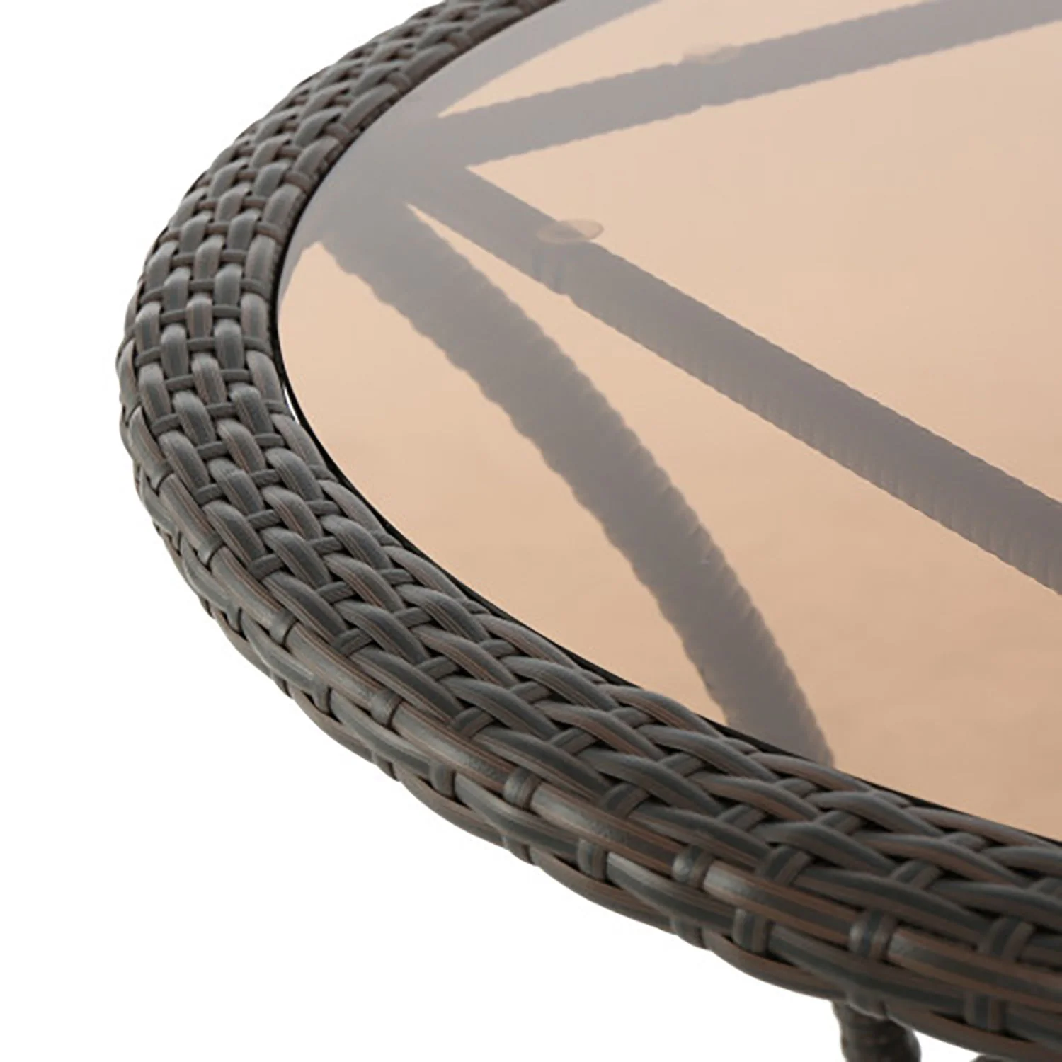 Outdoor Table With Woven Rattan Design - Brown - Image 5