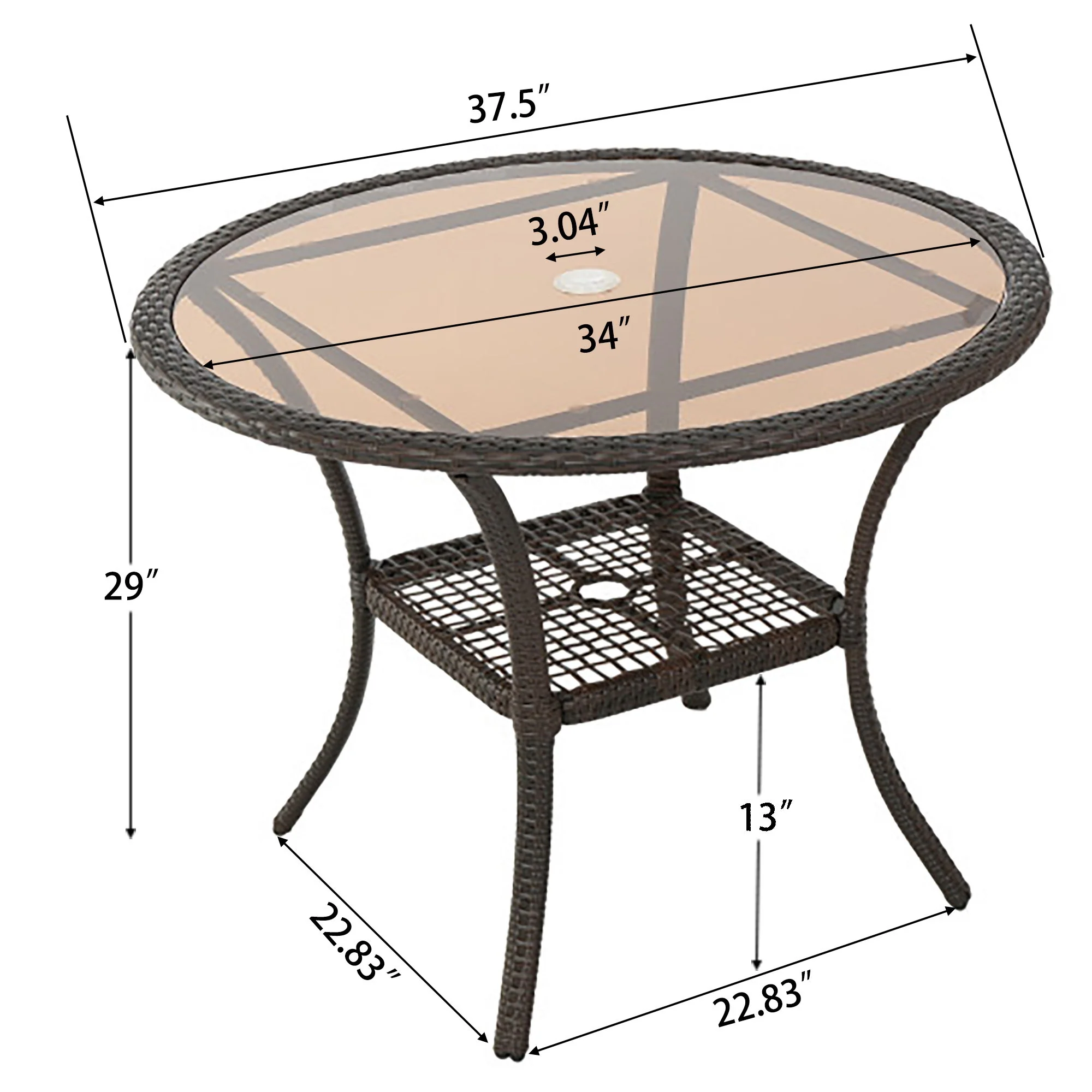 Outdoor Table With Woven Rattan Design - Brown - Image 6