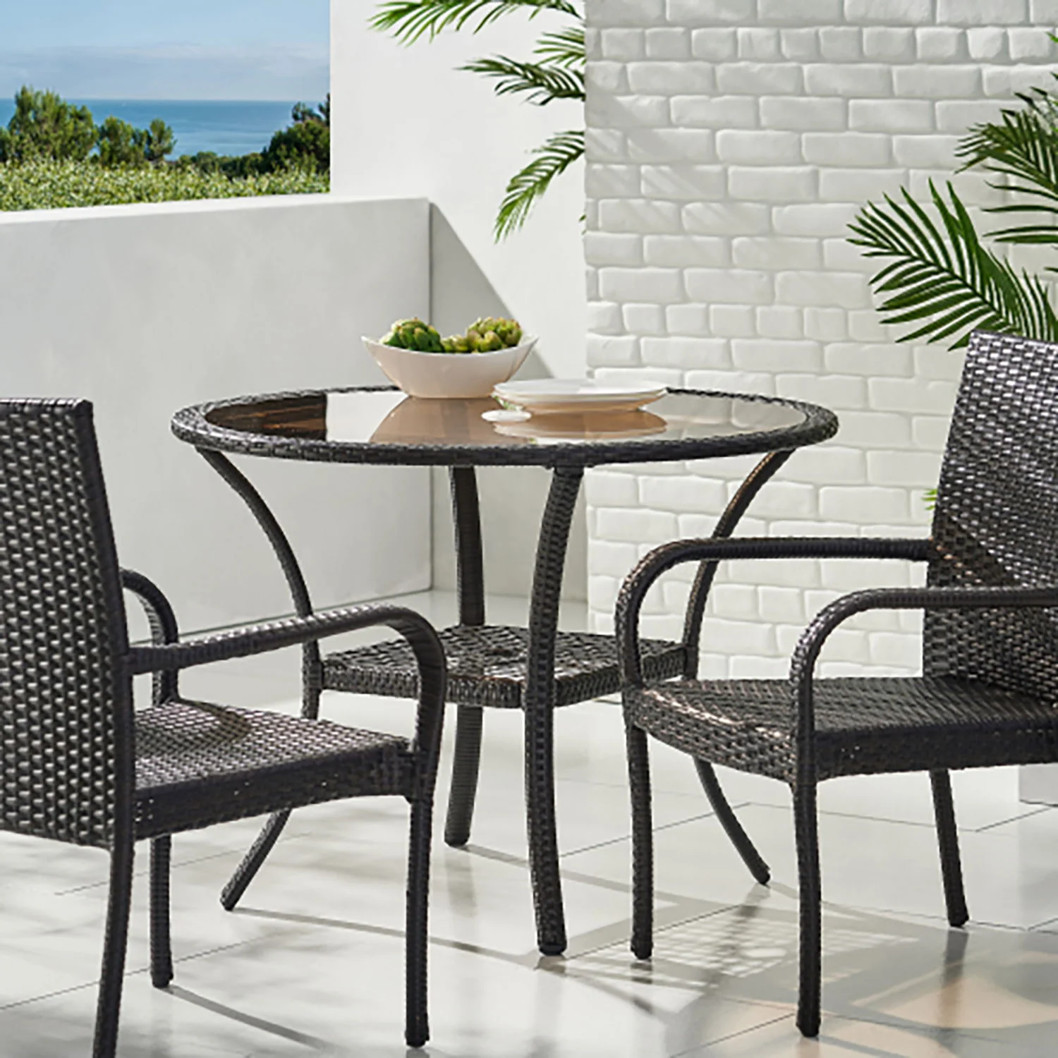 Outdoor Table With Woven Rattan Design - Brown - Image 8