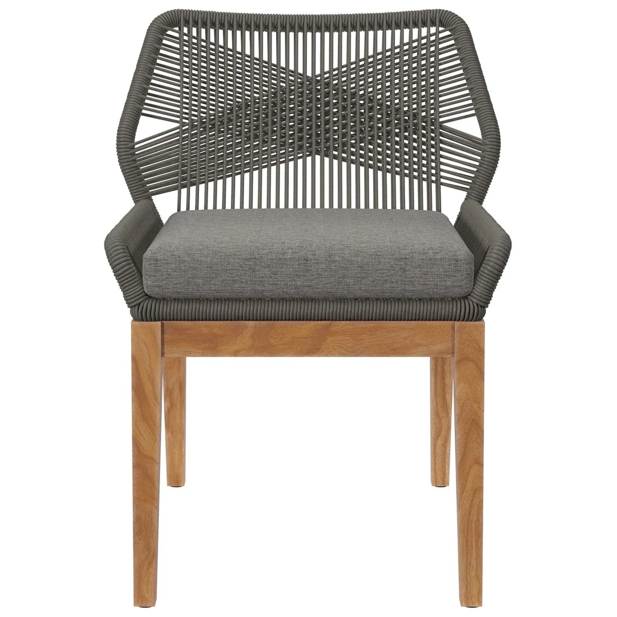Outdoor Teak and Rope Patio Dining Chair with Cushion for Outdoor Dining Spaces - Image 13