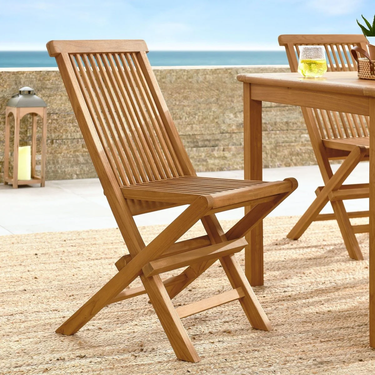 Outdoor Teak Wood Folding Dining Chairs – Natural Set of 4 - Image 11