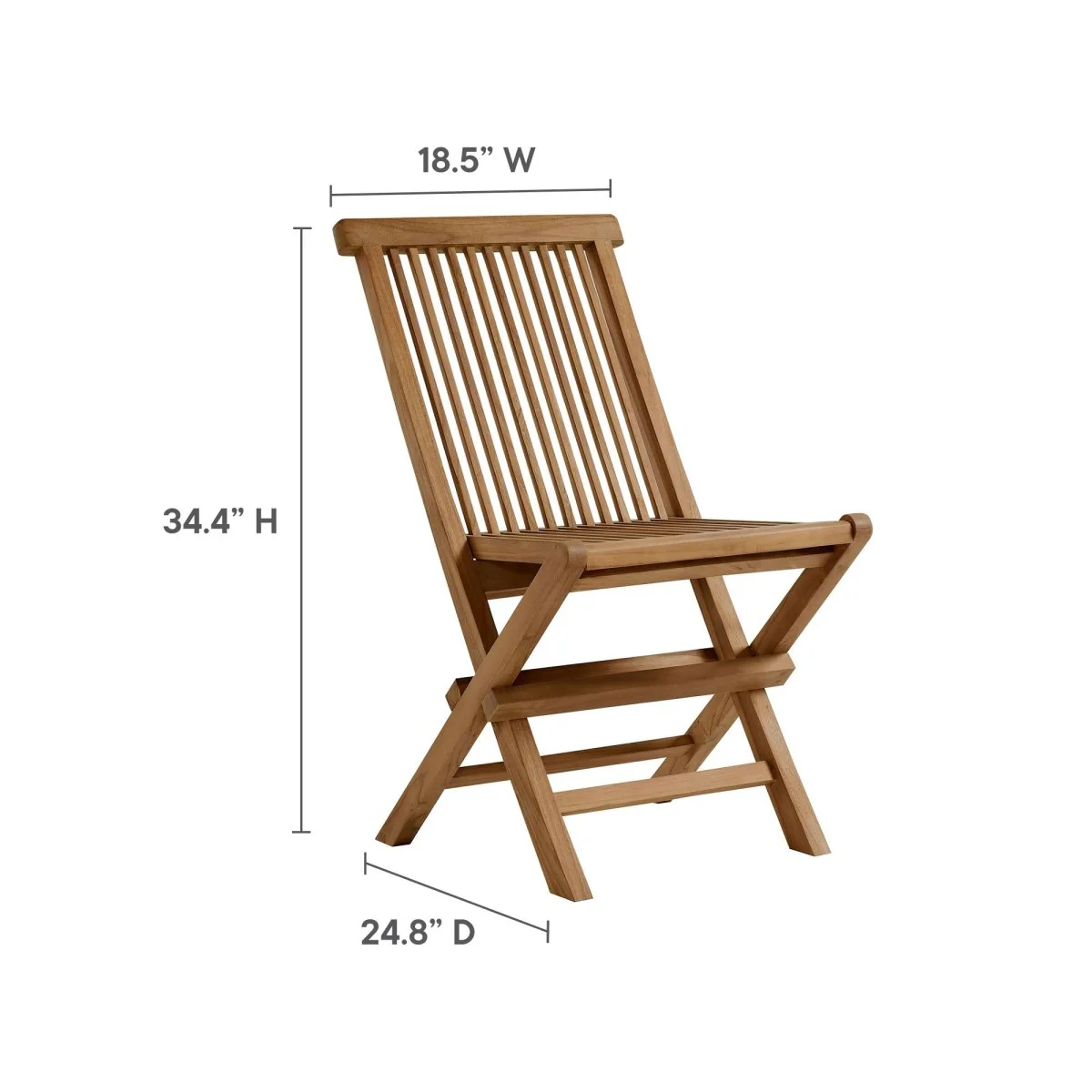 Outdoor Teak Wood Folding Dining Chairs – Natural Set of 4 - Image 3