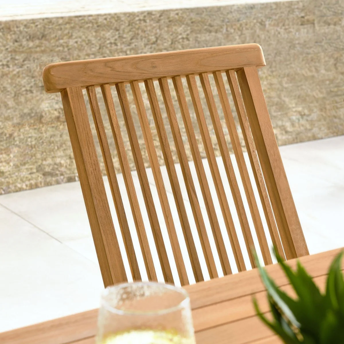 Outdoor Teak Wood Folding Dining Chairs – Natural Set of 4 - Image 4