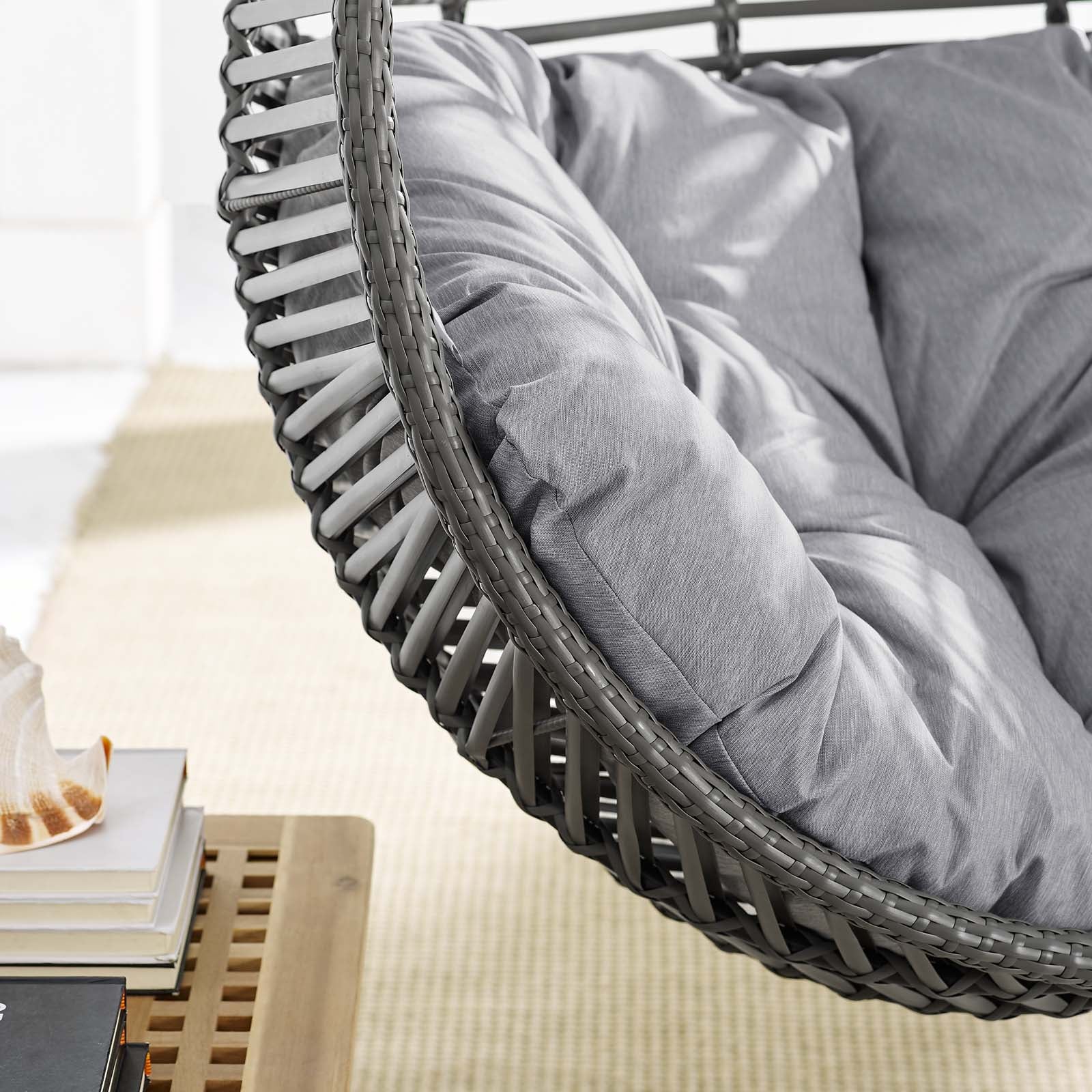 Outdoor Teardrop Rattan Hanging Swing Chair for Patio, Yard, Porch and Garden Seating - Image 27